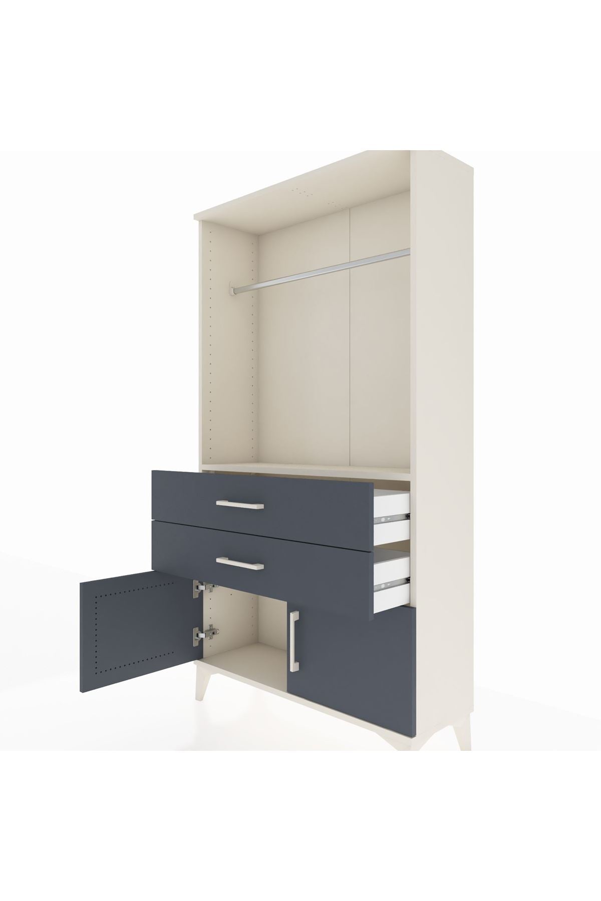 Arges Dolap Tek Raflı 2 Çekmeceli Tek Askılı 88x30x163 - S21M151V2A