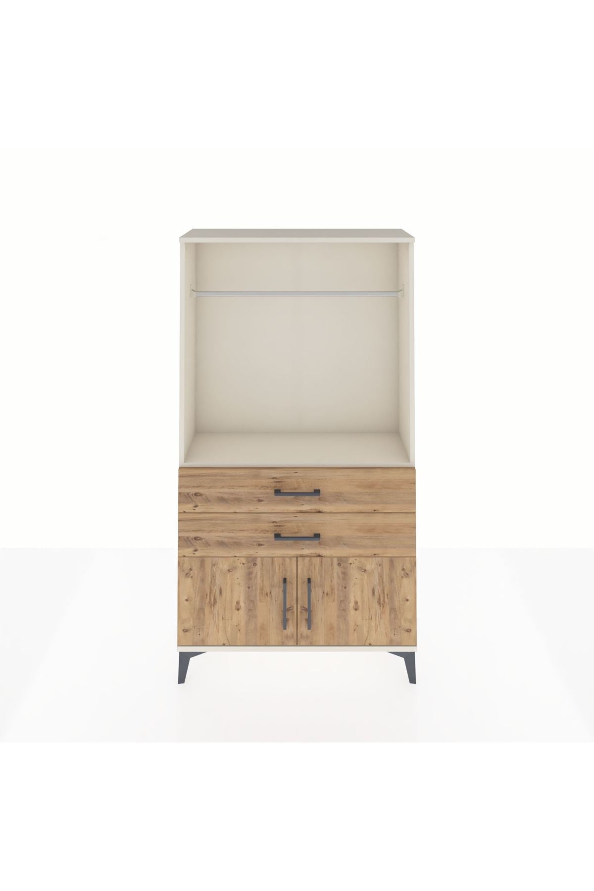 Arges Dolap Tek Raflı 2 Çekmeceli Tek Askılı 88x30x163 - S21M151V3A