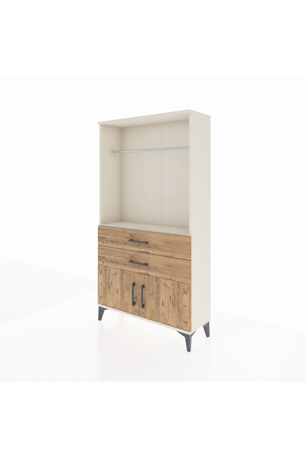 Arges Dolap Tek Raflı 2 Çekmeceli Tek Askılı 88x30x163 - S21M151V3A