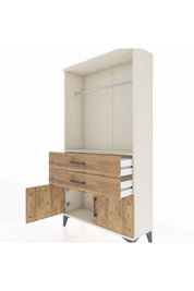 Arges Dolap Tek Raflı 2 Çekmeceli Tek Askılı 88x30x163 - S21M151V3A