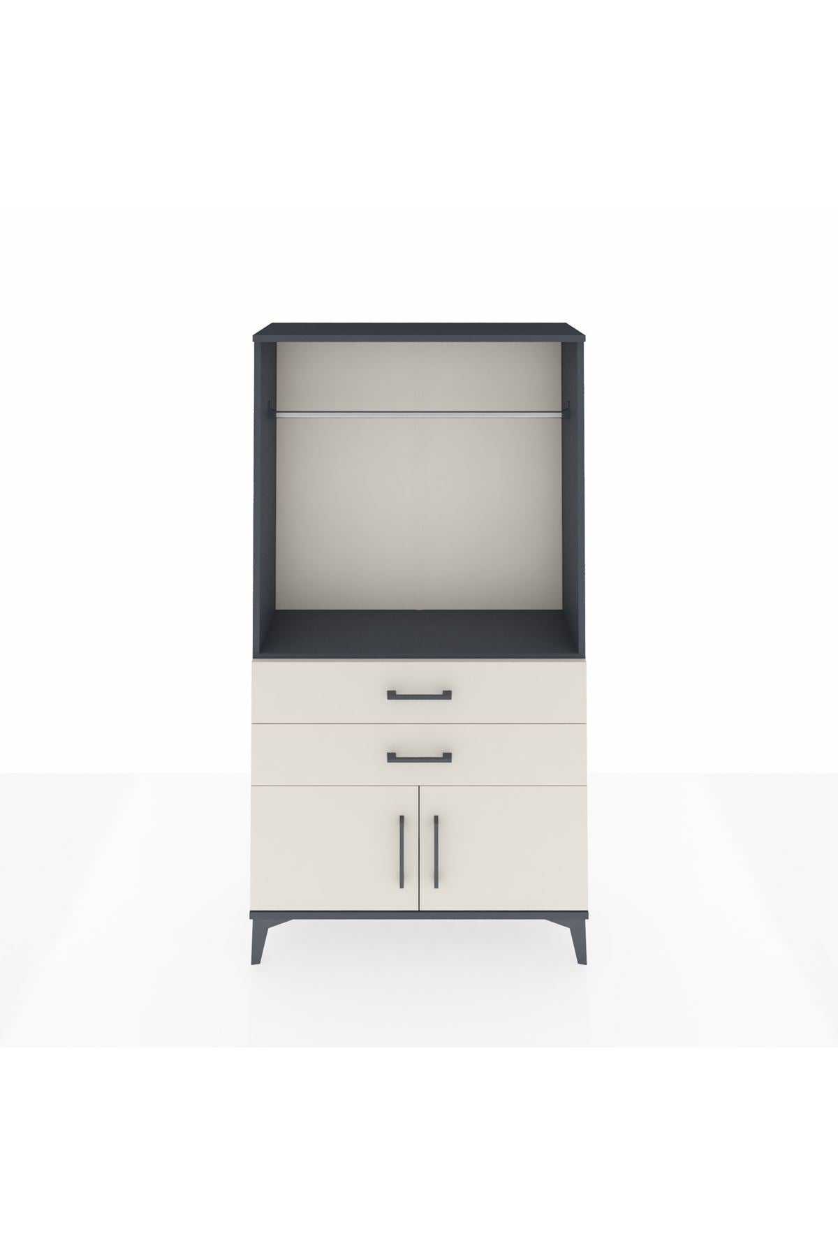 Arges Dolap Tek Raflı 2 Çekmeceli Tek Askılı 88x30x163 - S21M151V4A