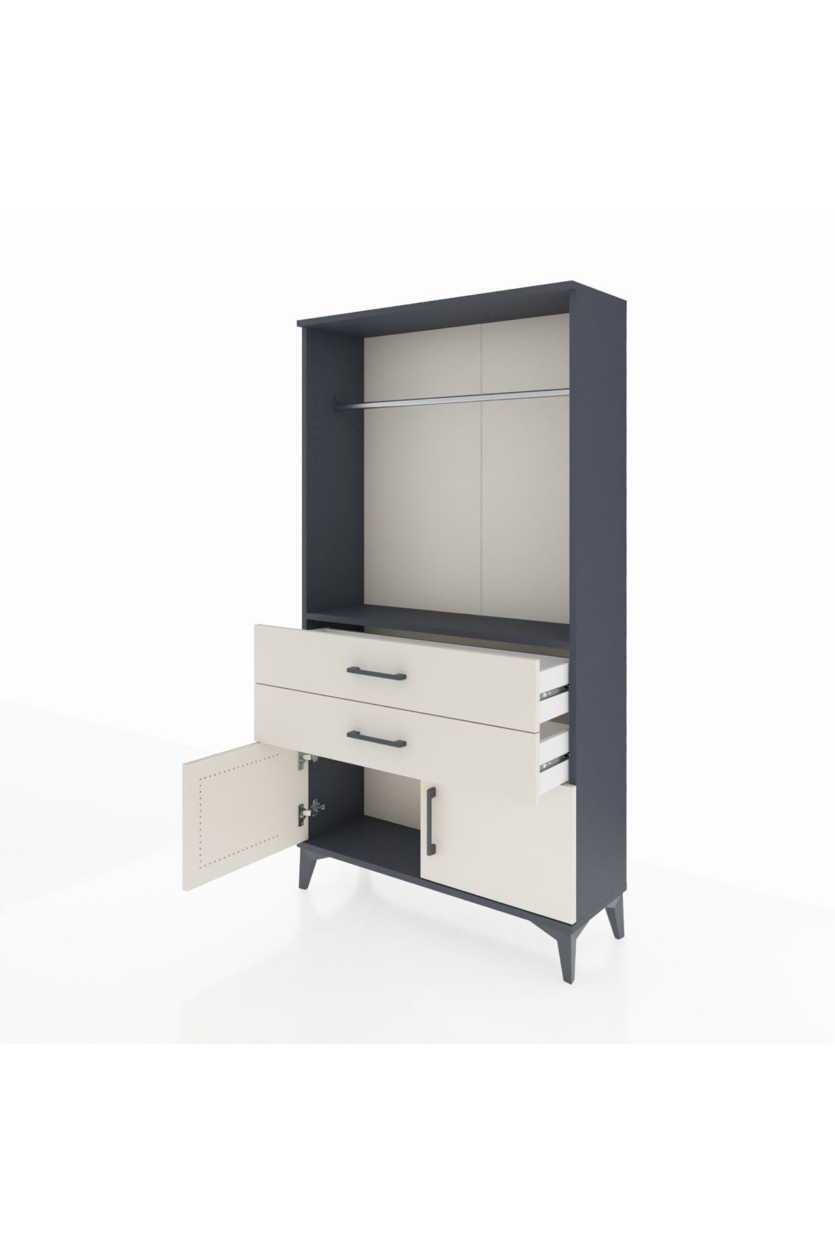 Arges Dolap Tek Raflı 2 Çekmeceli Tek Askılı 88x30x163 - S21M151V4A