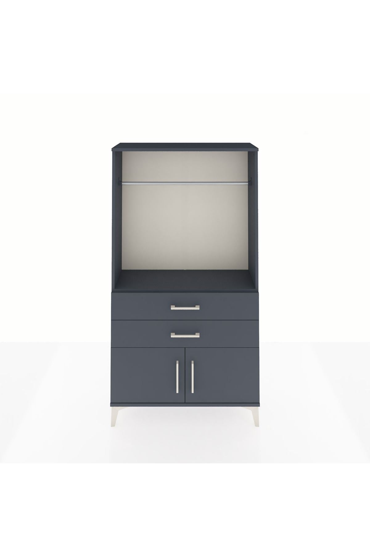 Arges Dolap Tek Raflı 2 Çekmeceli Tek Askılı 88x30x163 - S21M151V5A