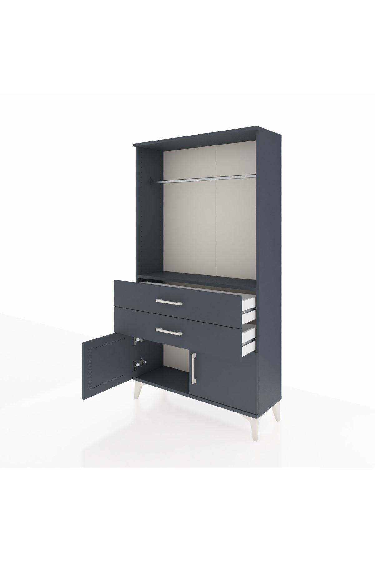 Arges Dolap Tek Raflı 2 Çekmeceli Tek Askılı 88x30x163 - S21M151V5A