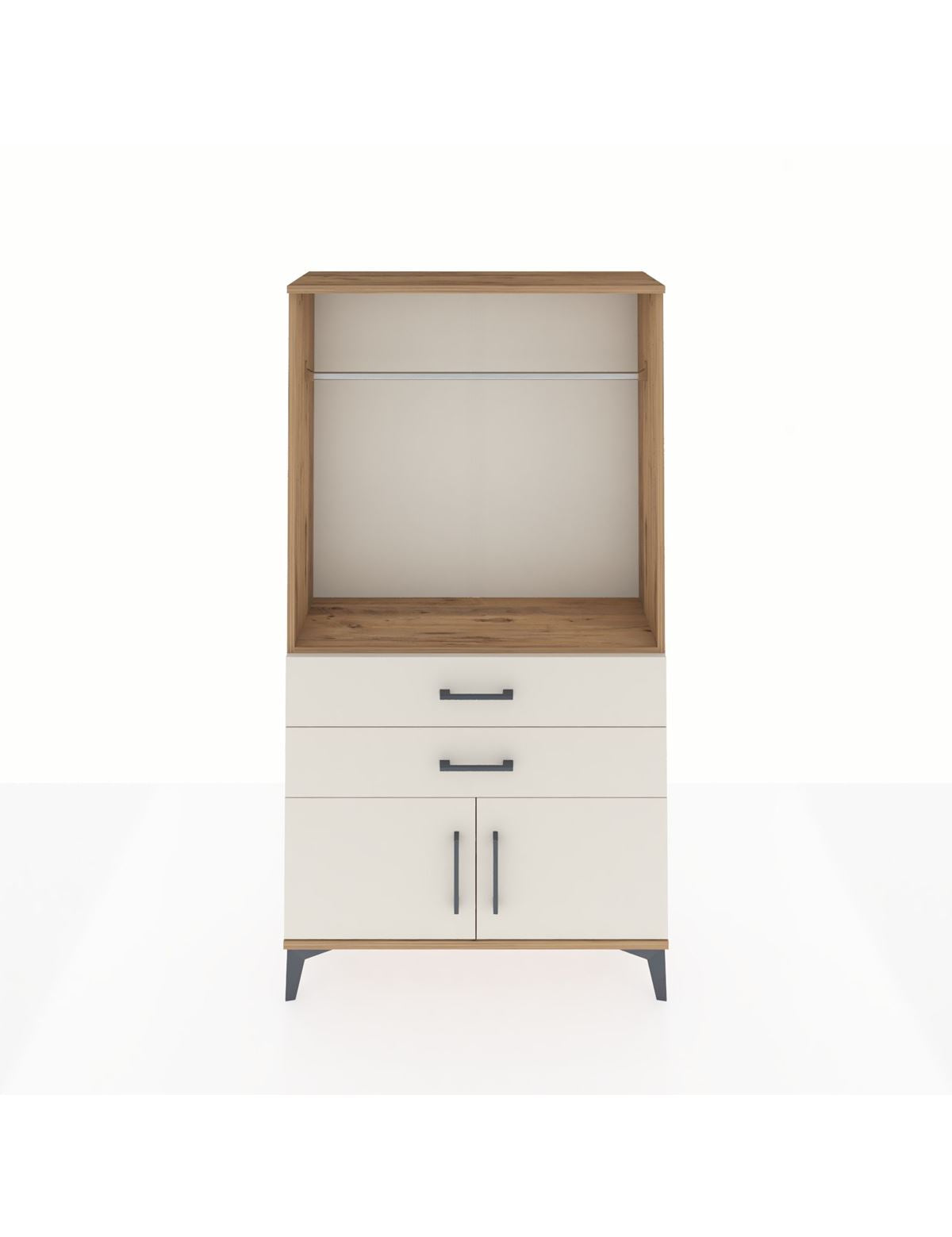 Arges Dolap Tek Raflı 2 Çekmeceli Tek Askılı 88x30x163 - S21M151V7A