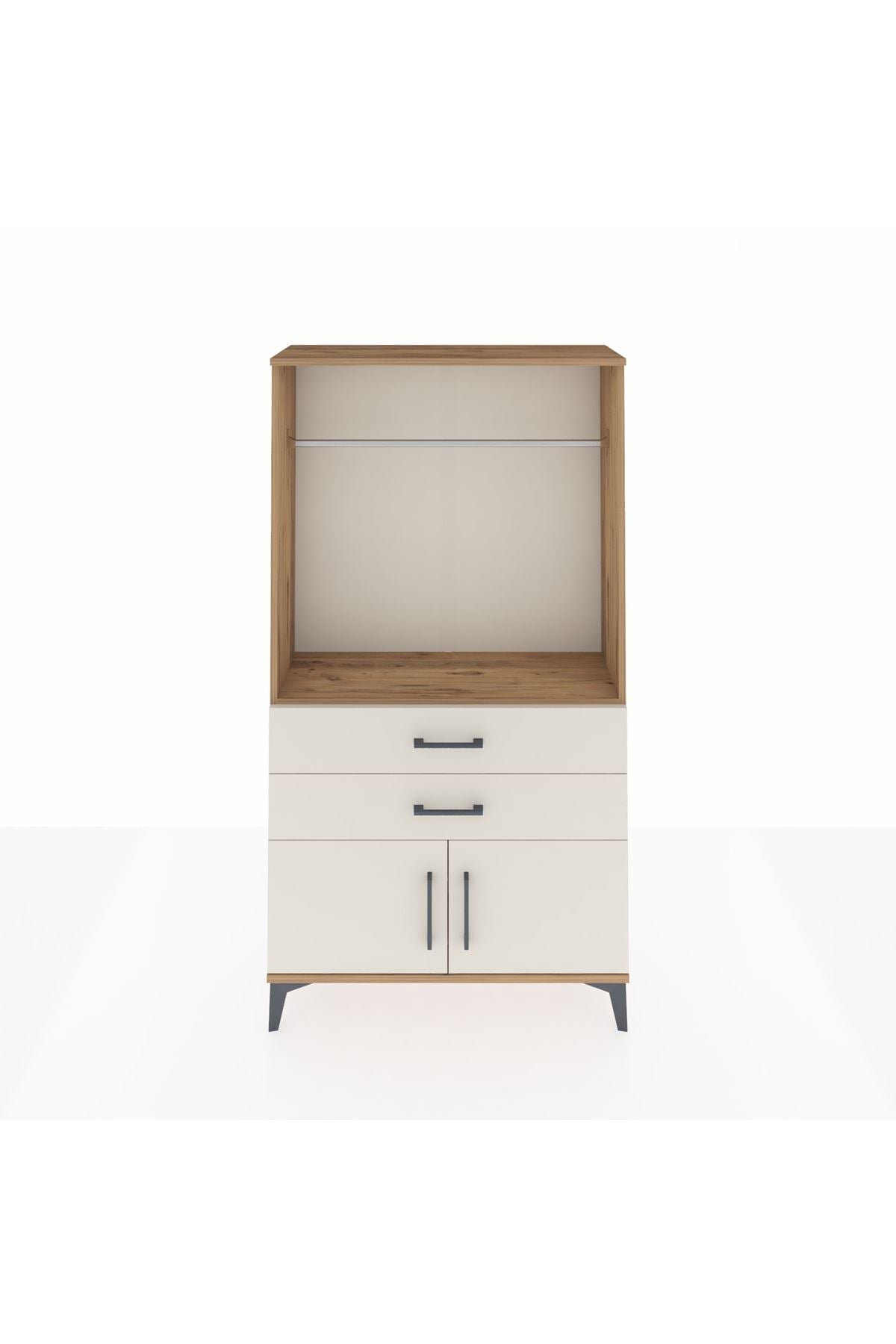 Arges Dolap Tek Raflı 2 Çekmeceli Tek Askılı 88x30x163 - S21M151V7A