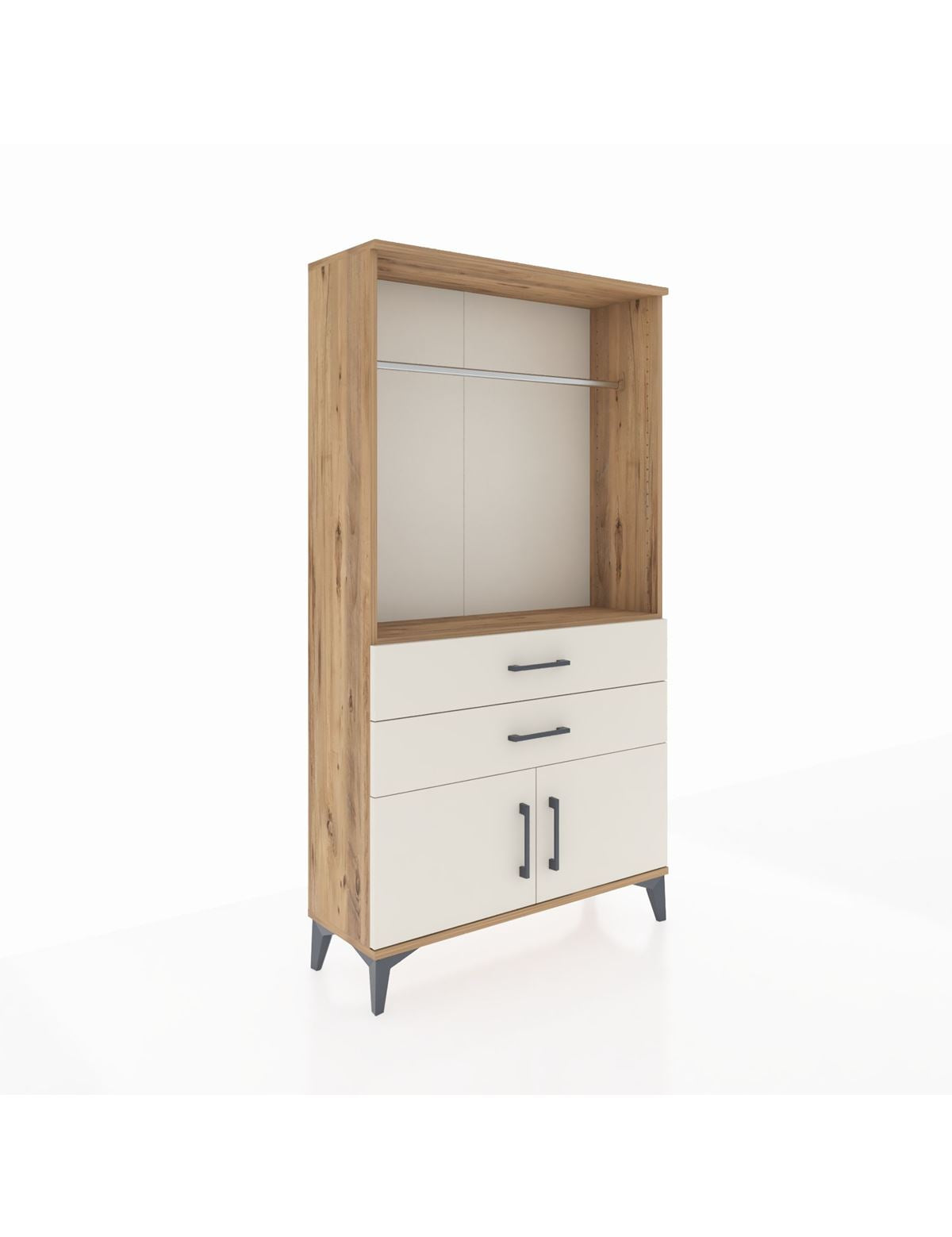 Arges Dolap Tek Raflı 2 Çekmeceli Tek Askılı 88x30x163 - S21M151V7A