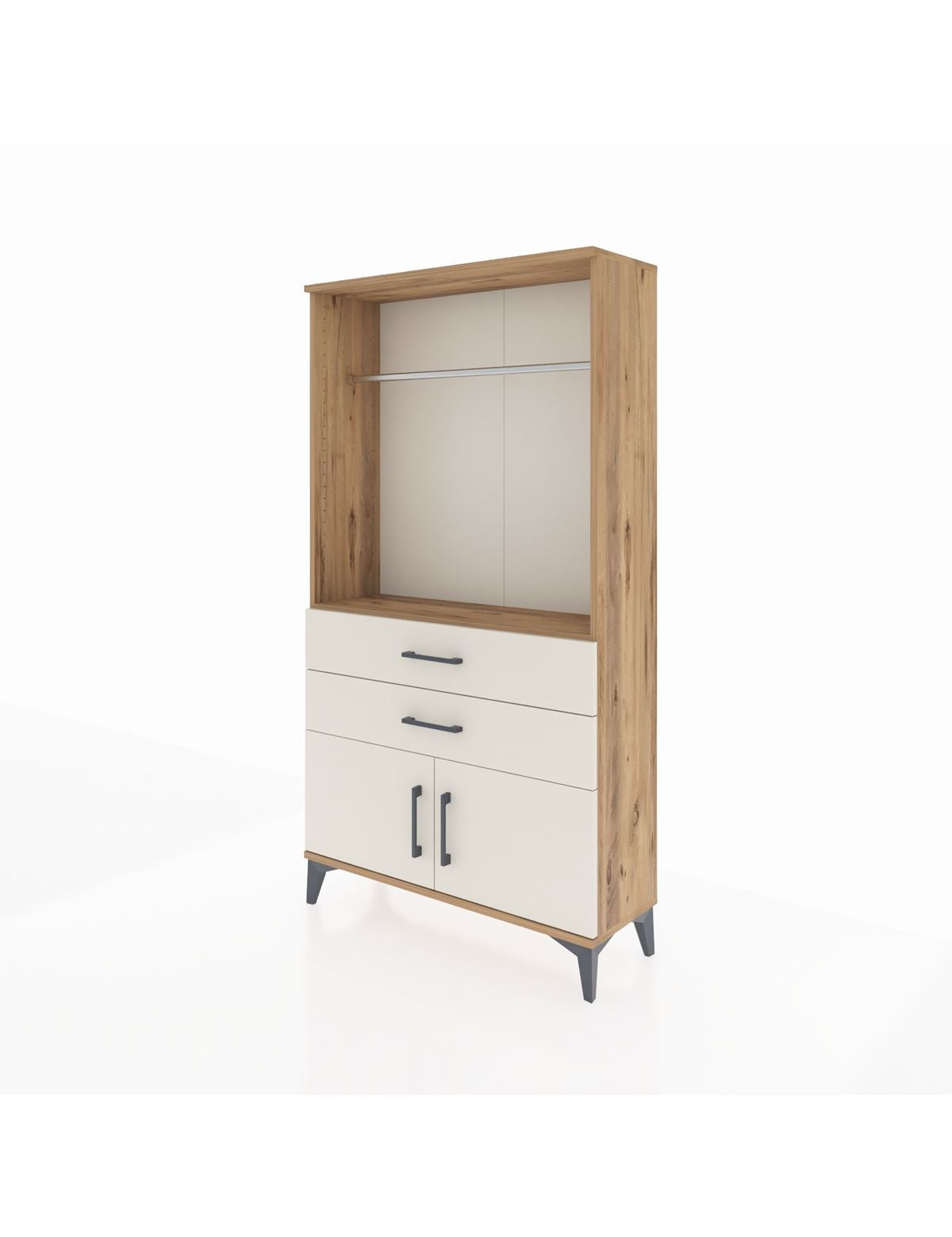 Arges Dolap Tek Raflı 2 Çekmeceli Tek Askılı 88x30x163 - S21M151V7A