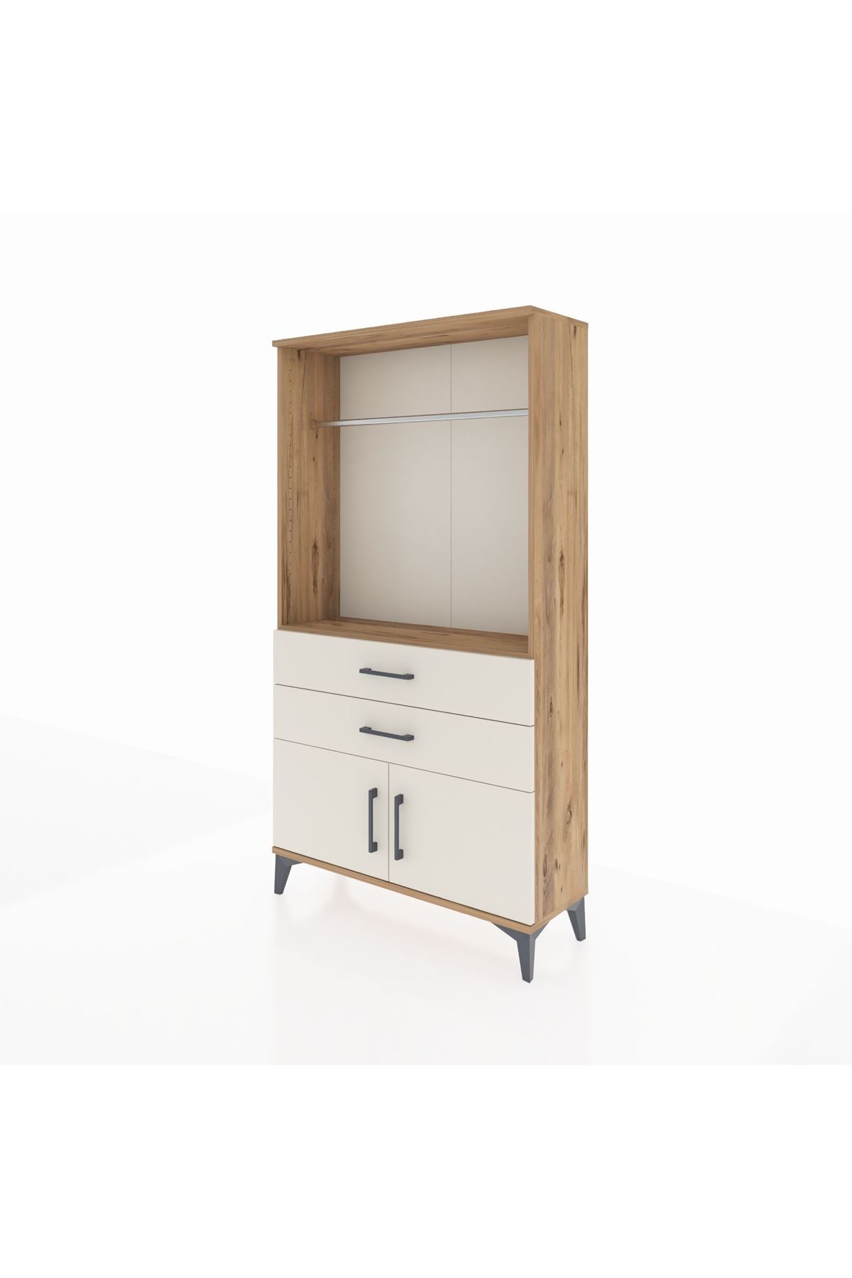 Arges Dolap Tek Raflı 2 Çekmeceli Tek Askılı 88x30x163 - S21M151V7A