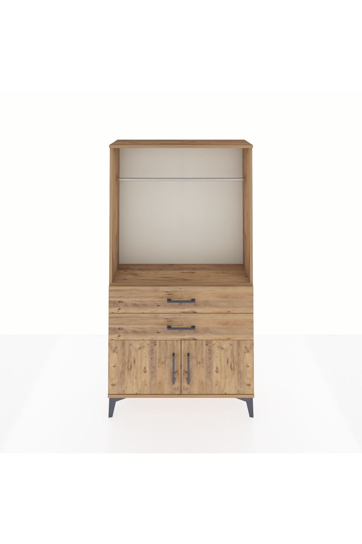 Arges Dolap Tek Raflı 2 Çekmeceli Tek Askılı 88x30x163 - S21M151V9A