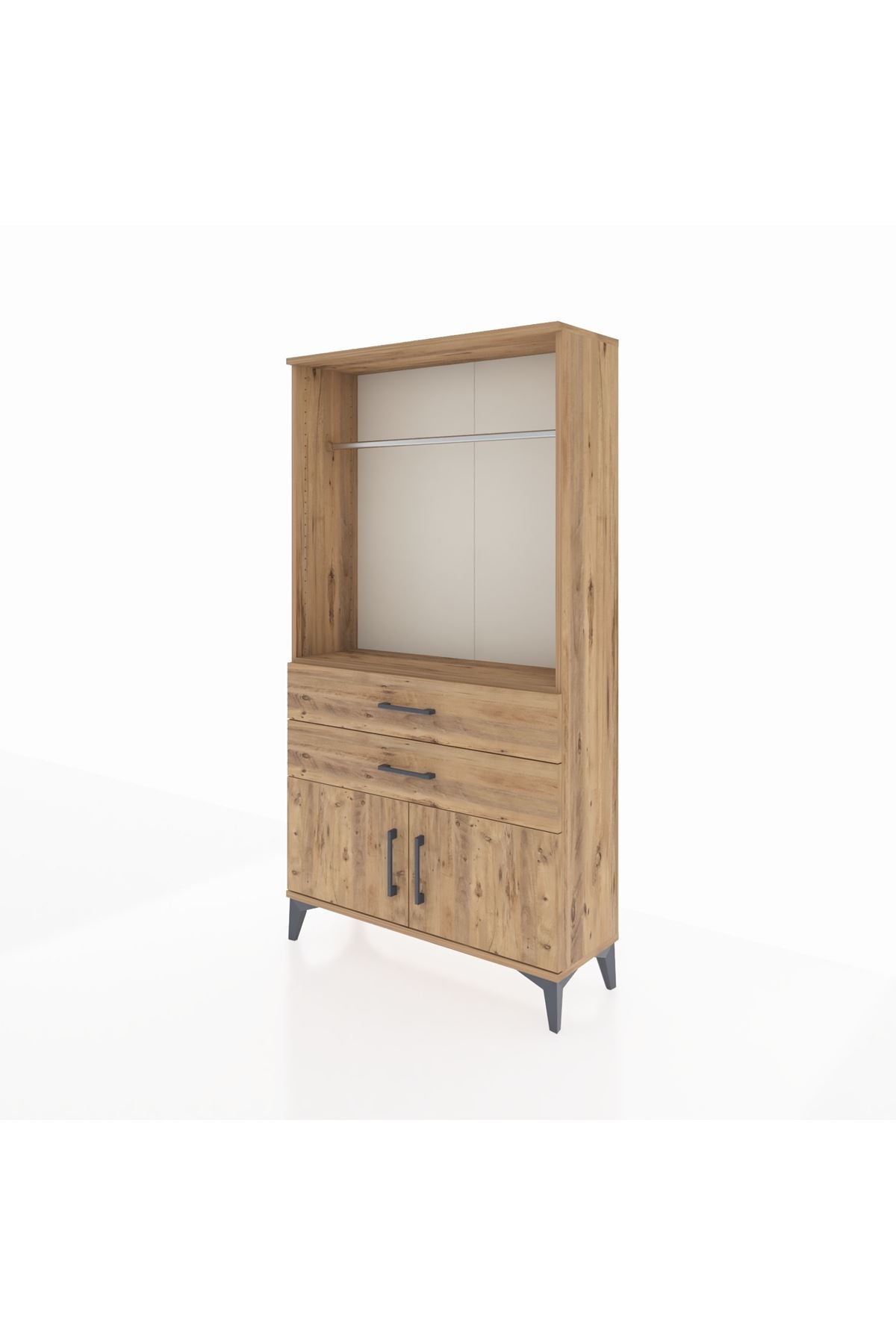 Arges Dolap Tek Raflı 2 Çekmeceli Tek Askılı 88x30x163 - S21M151V9A