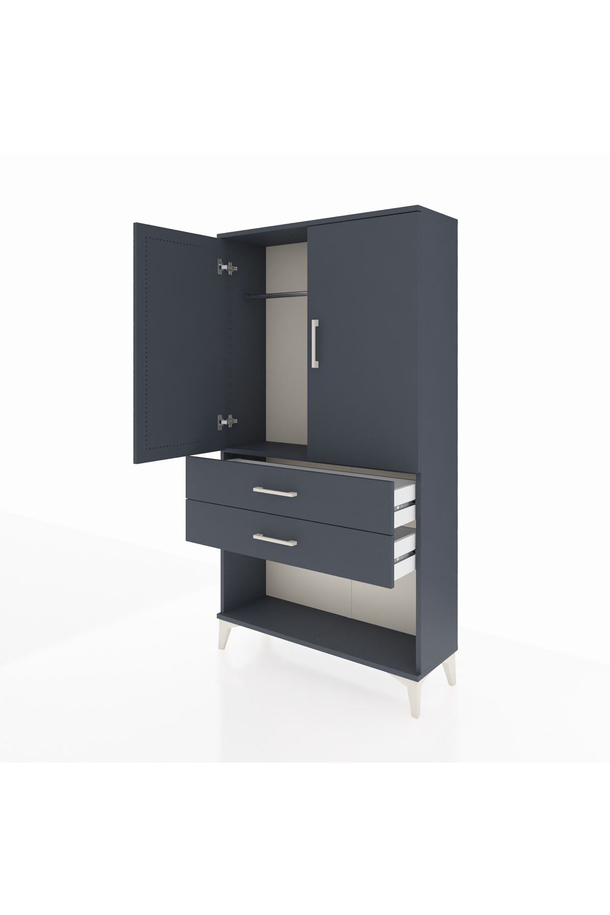 Arges Dolap Tek Raflı 2 Çekmeceli Tek Askılı 88x30x163 - S21M152V5A