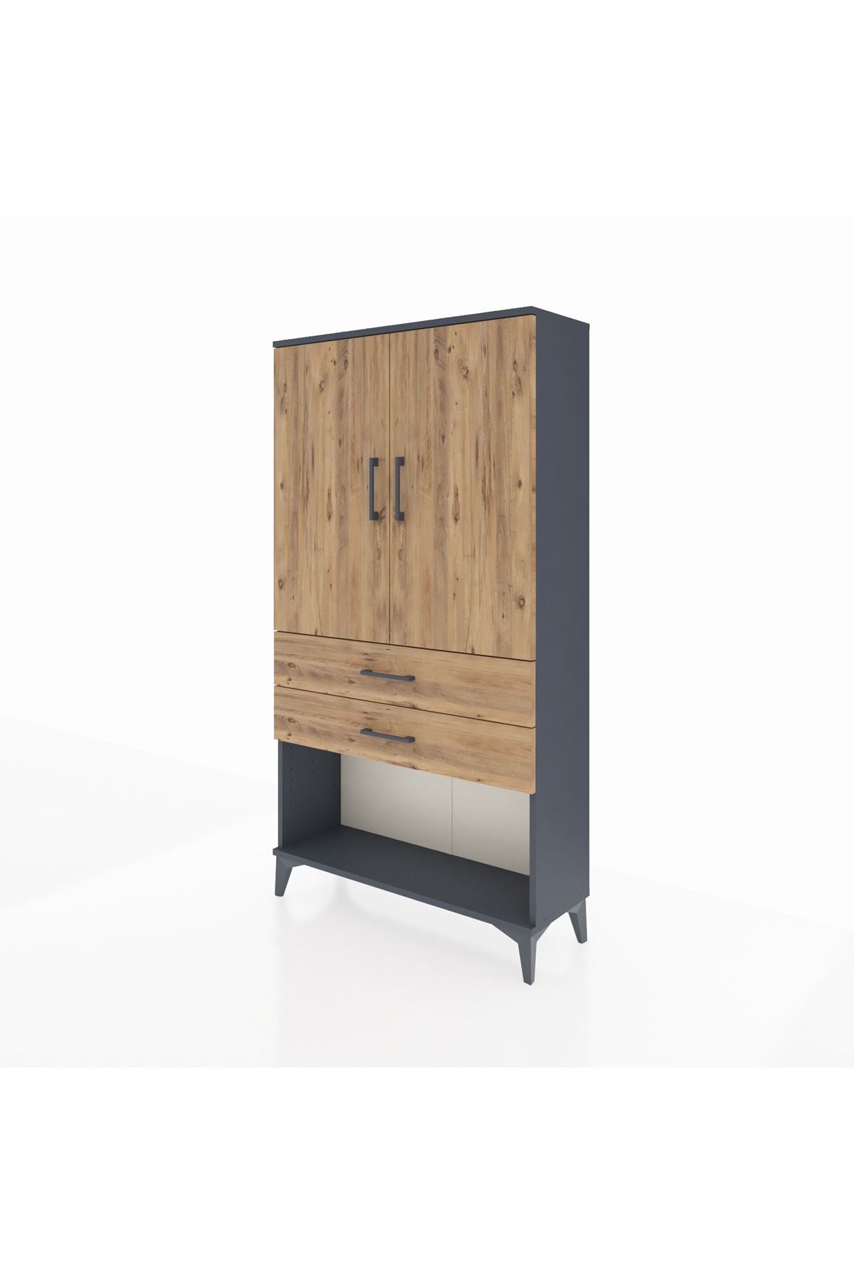 Arges Dolap Tek Raflı 2 Çekmeceli Tek Askılı 88x30x163 - S21M152V6A