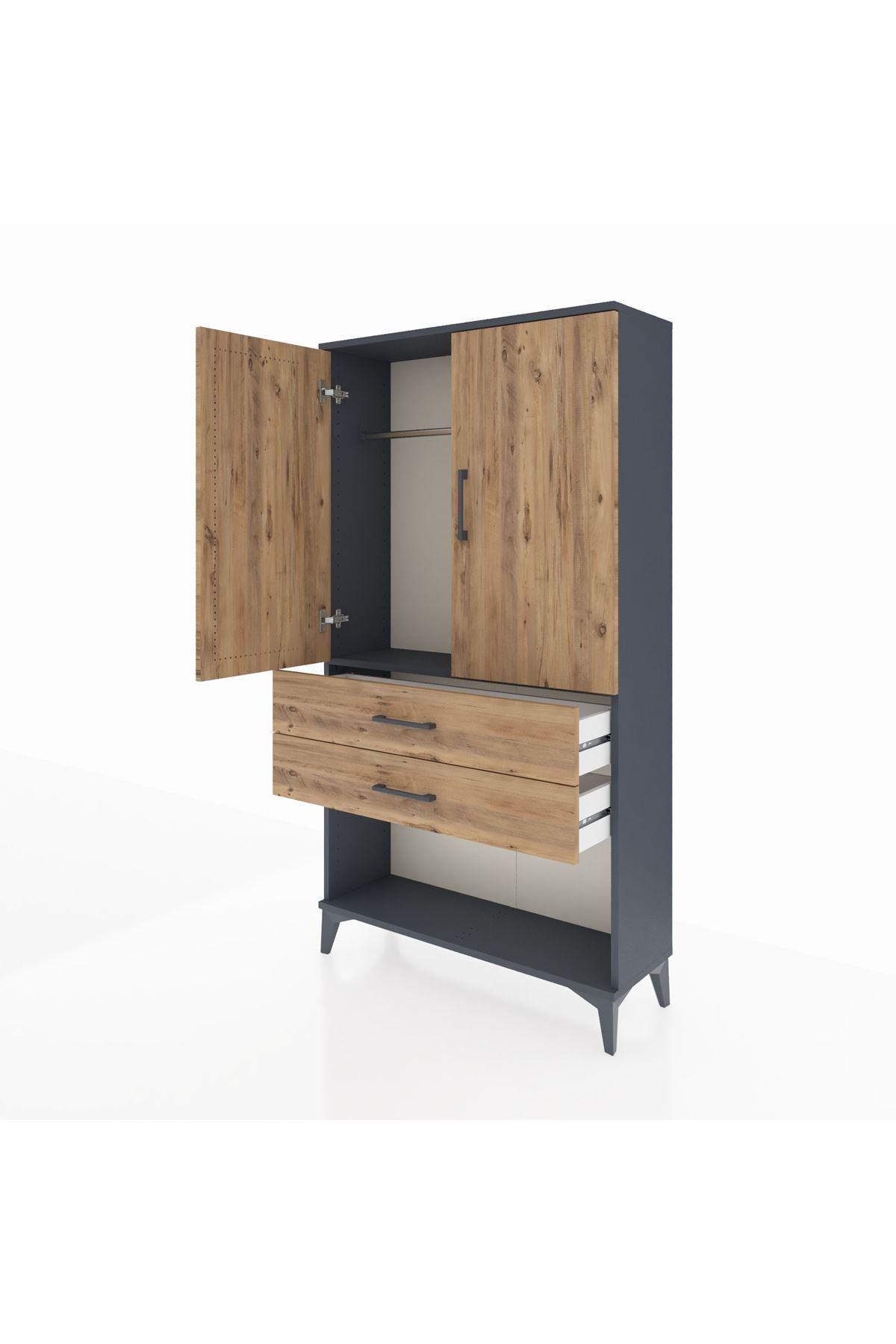 Arges Dolap Tek Raflı 2 Çekmeceli Tek Askılı 88x30x163 - S21M152V6A