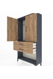 Arges Dolap Tek Raflı 2 Çekmeceli Tek Askılı 88x30x163 - S21M152V6A