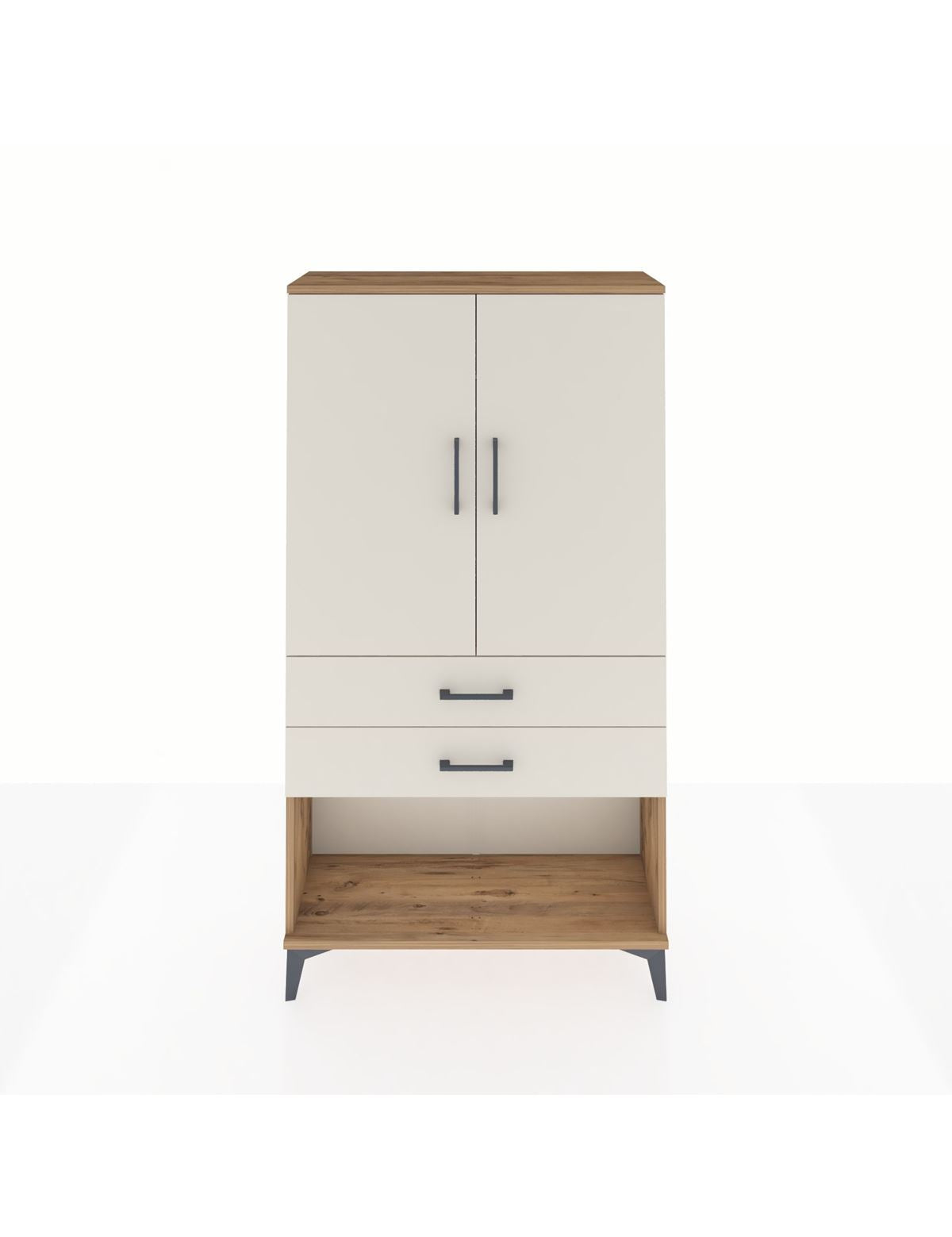 Arges Dolap Tek Raflı 2 Çekmeceli Tek Askılı 88x30x163 - S21M152V7A