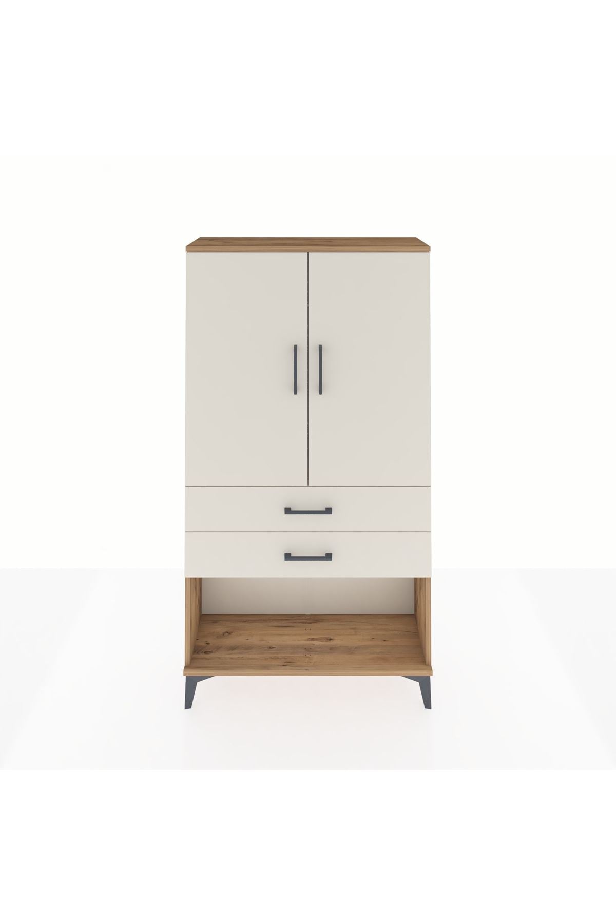 Arges Dolap Tek Raflı 2 Çekmeceli Tek Askılı 88x30x163 - S21M152V7A