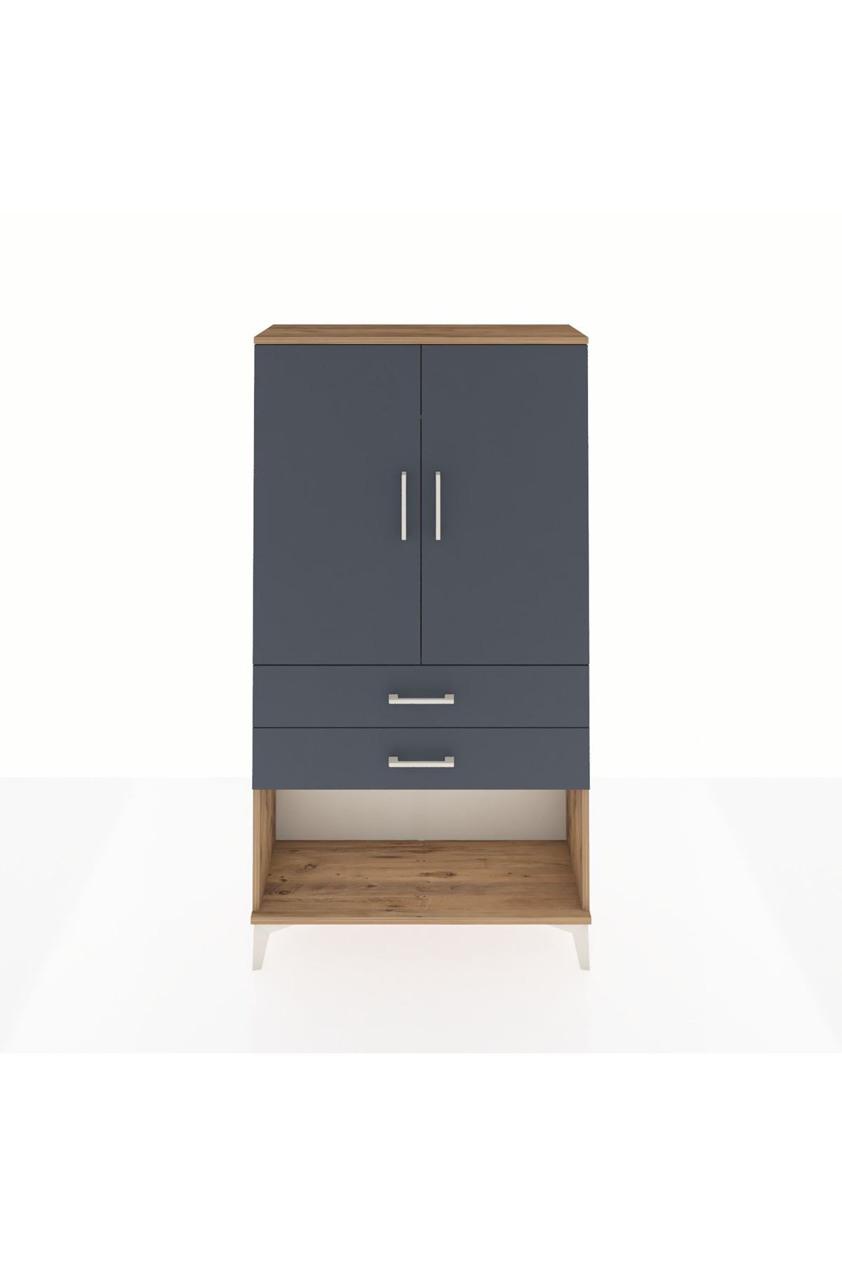 Arges Dolap Tek Raflı 2 Çekmeceli Tek Askılı 88x30x163 - S21M152V8A