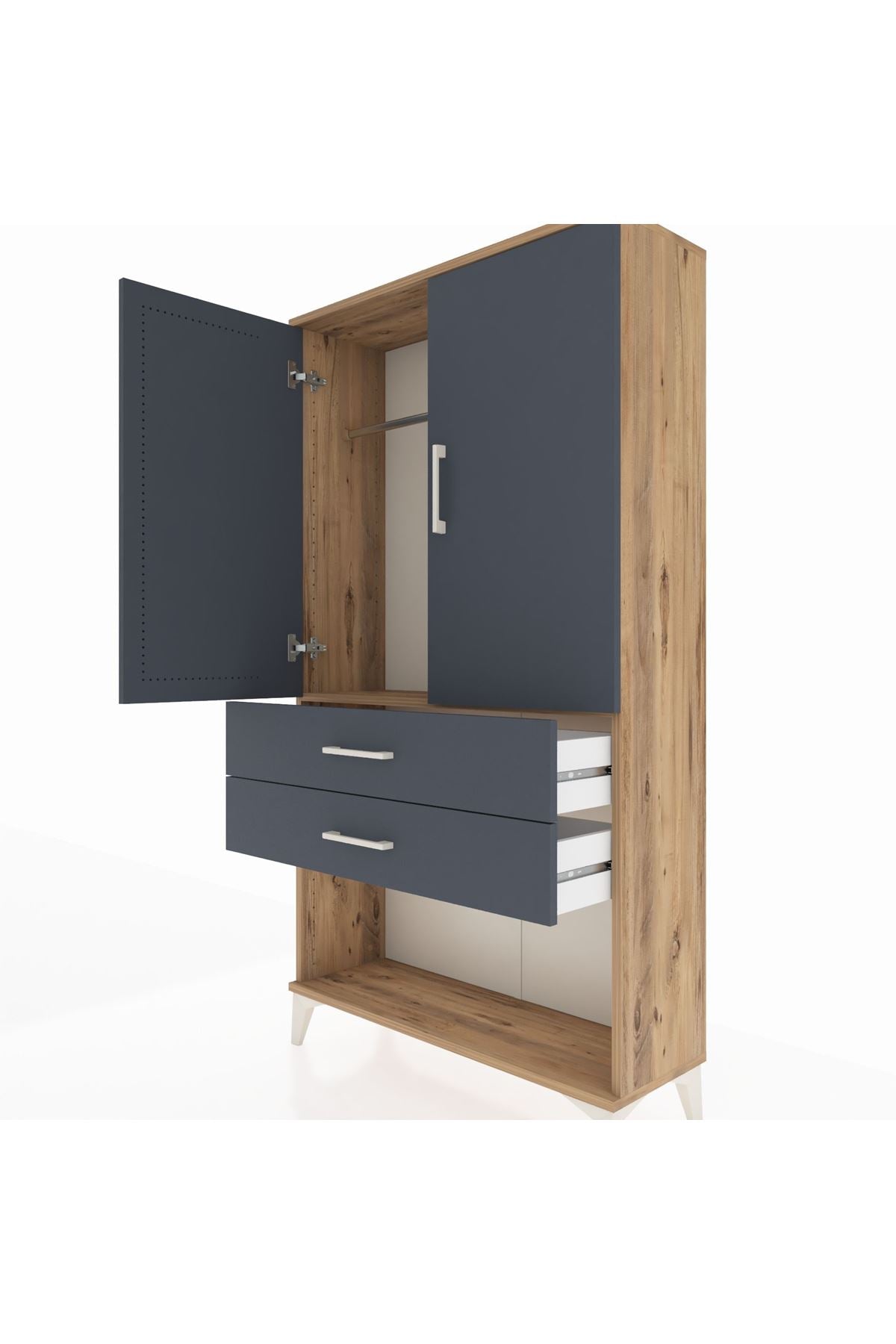Arges Dolap Tek Raflı 2 Çekmeceli Tek Askılı 88x30x163 - S21M152V8A