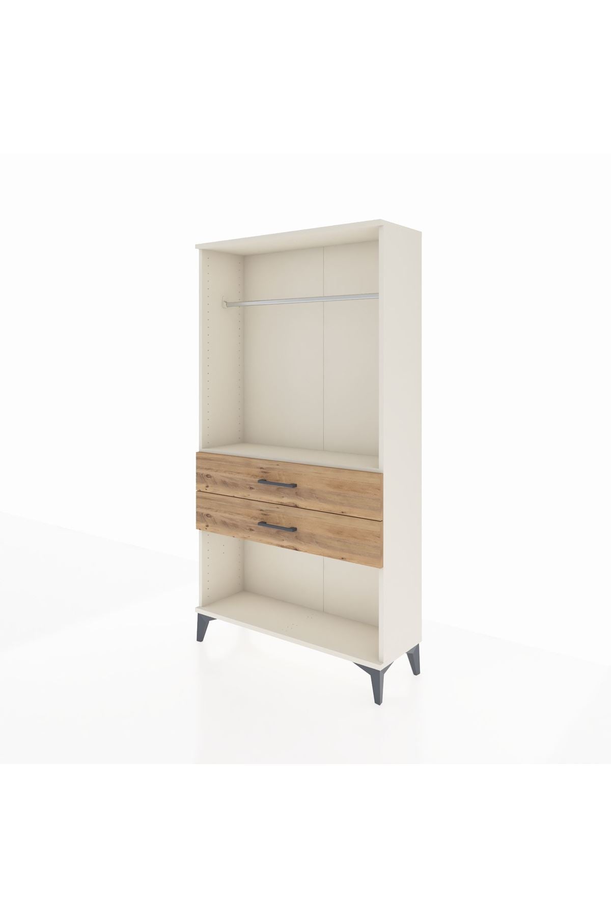 Arges Dolap Tek Raflı 2 Çekmeceli Tek Askılı 88x30x163 - S21M153V3A
