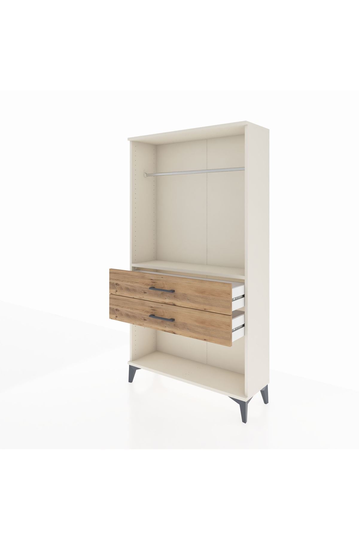 Arges Dolap Tek Raflı 2 Çekmeceli Tek Askılı 88x30x163 - S21M153V3A
