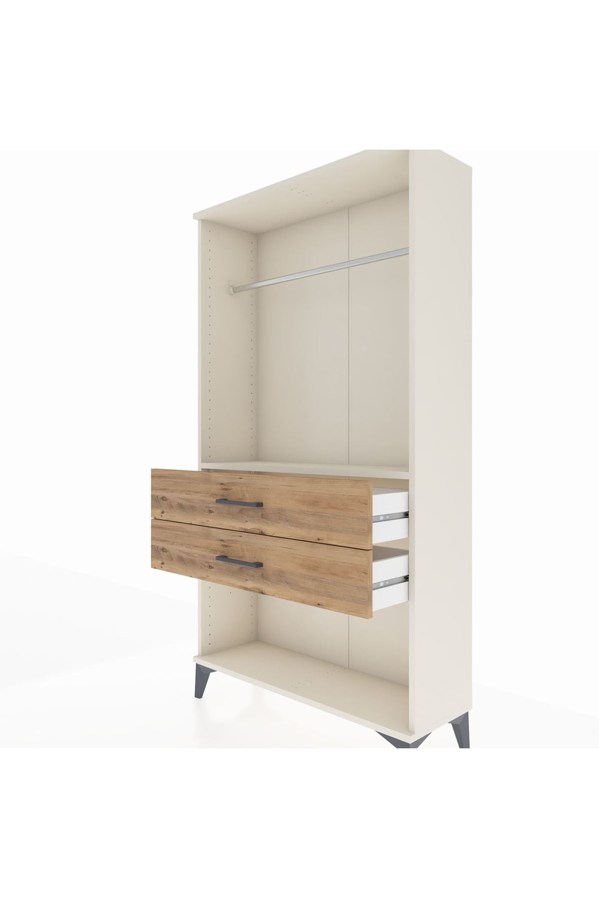 Arges Dolap Tek Raflı 2 Çekmeceli Tek Askılı 88x30x163 - S21M153V3A