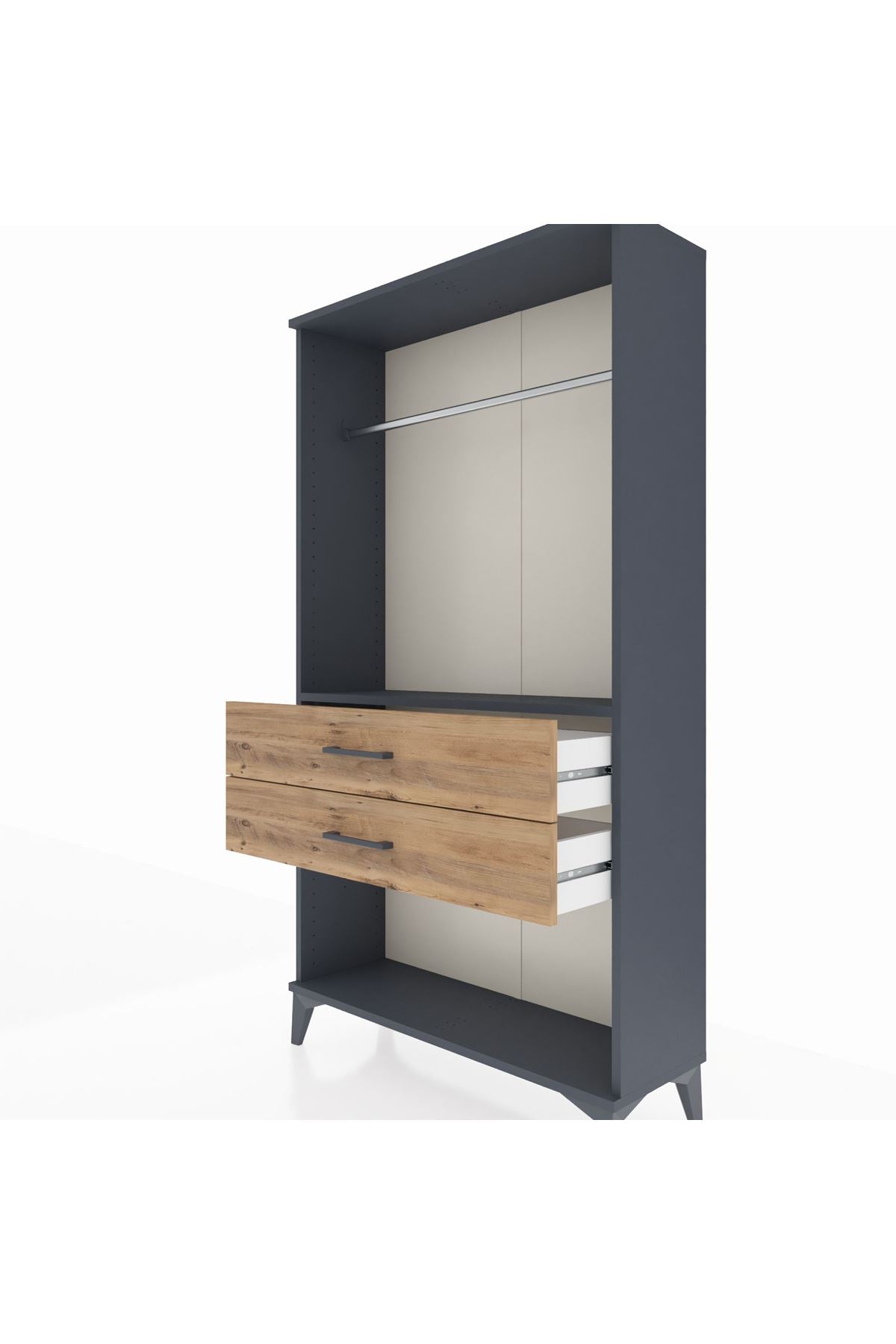 Arges Dolap Tek Raflı 2 Çekmeceli Tek Askılı 88x30x163 - S21M153V6A