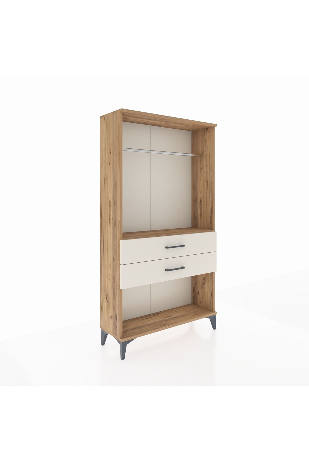 Arges Dolap Tek Raflı 2 Çekmeceli Tek Askılı 88x30x163 - S21M153V7A