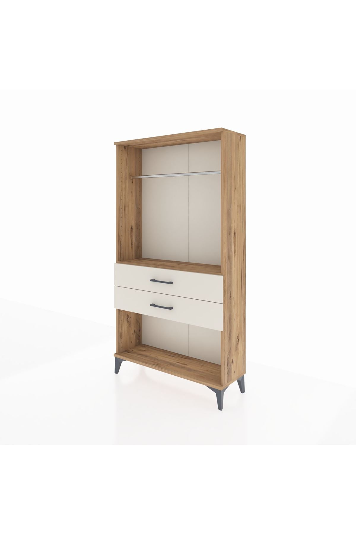 Arges Dolap Tek Raflı 2 Çekmeceli Tek Askılı 88x30x163 - S21M153V7A