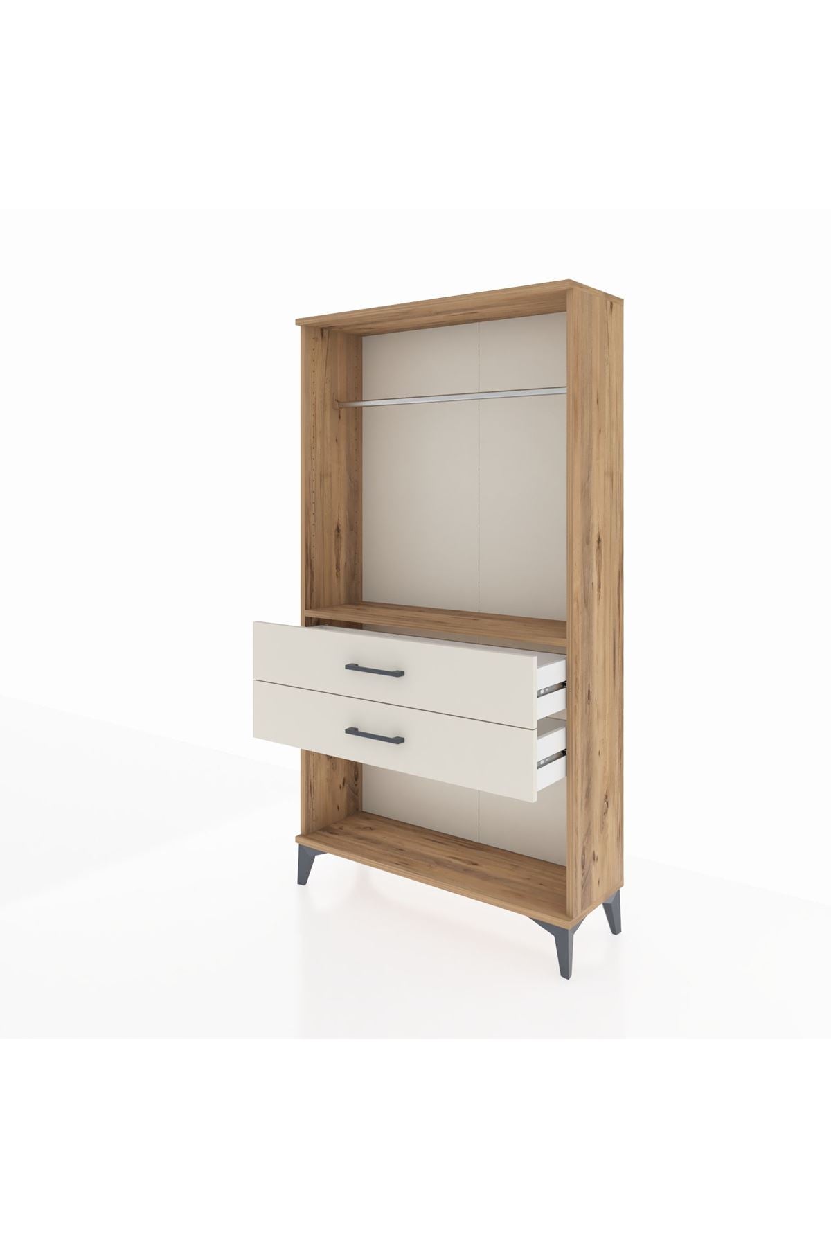 Arges Dolap Tek Raflı 2 Çekmeceli Tek Askılı 88x30x163 - S21M153V7A