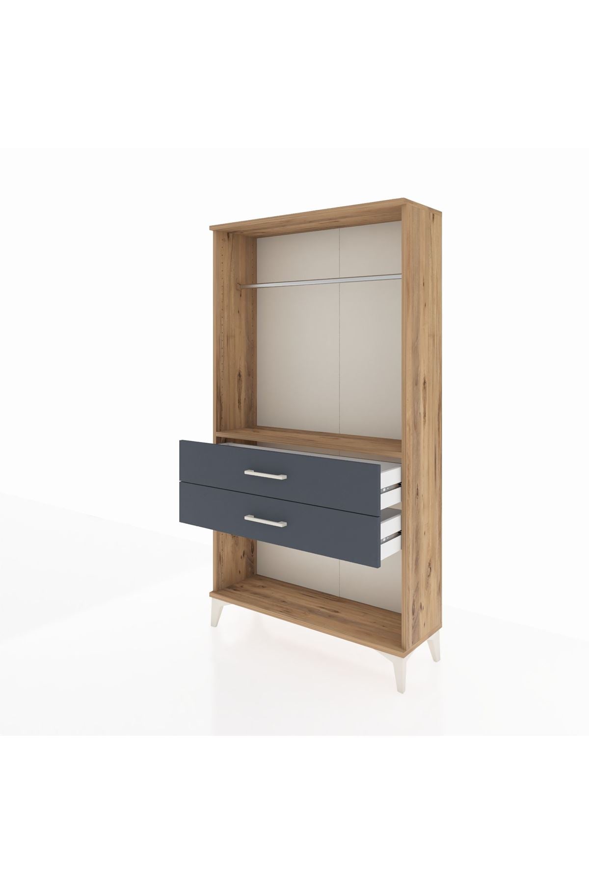 Arges Dolap Tek Raflı 2 Çekmeceli Tek Askılı 88x30x163 - S21M153V8A