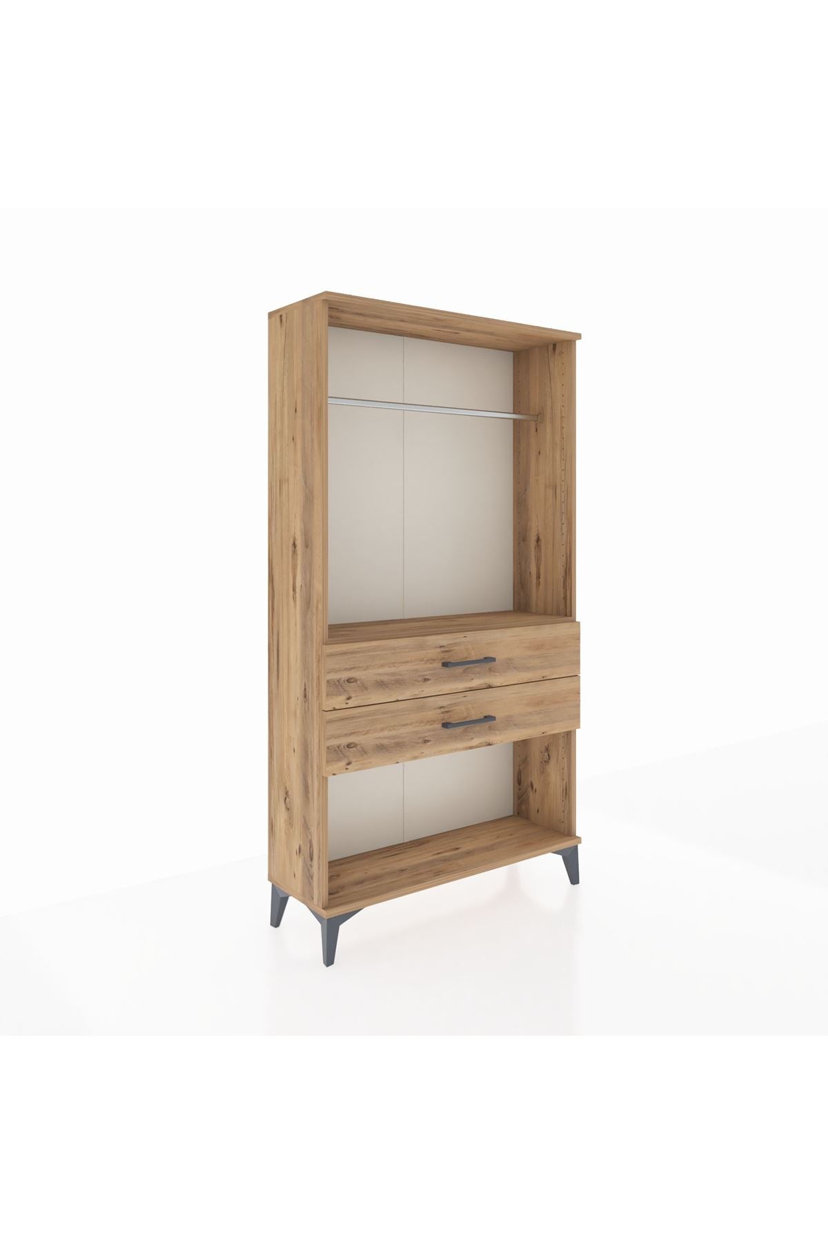 Arges Dolap Tek Raflı 2 Çekmeceli Tek Askılı 88x30x163 - S21M153V9A