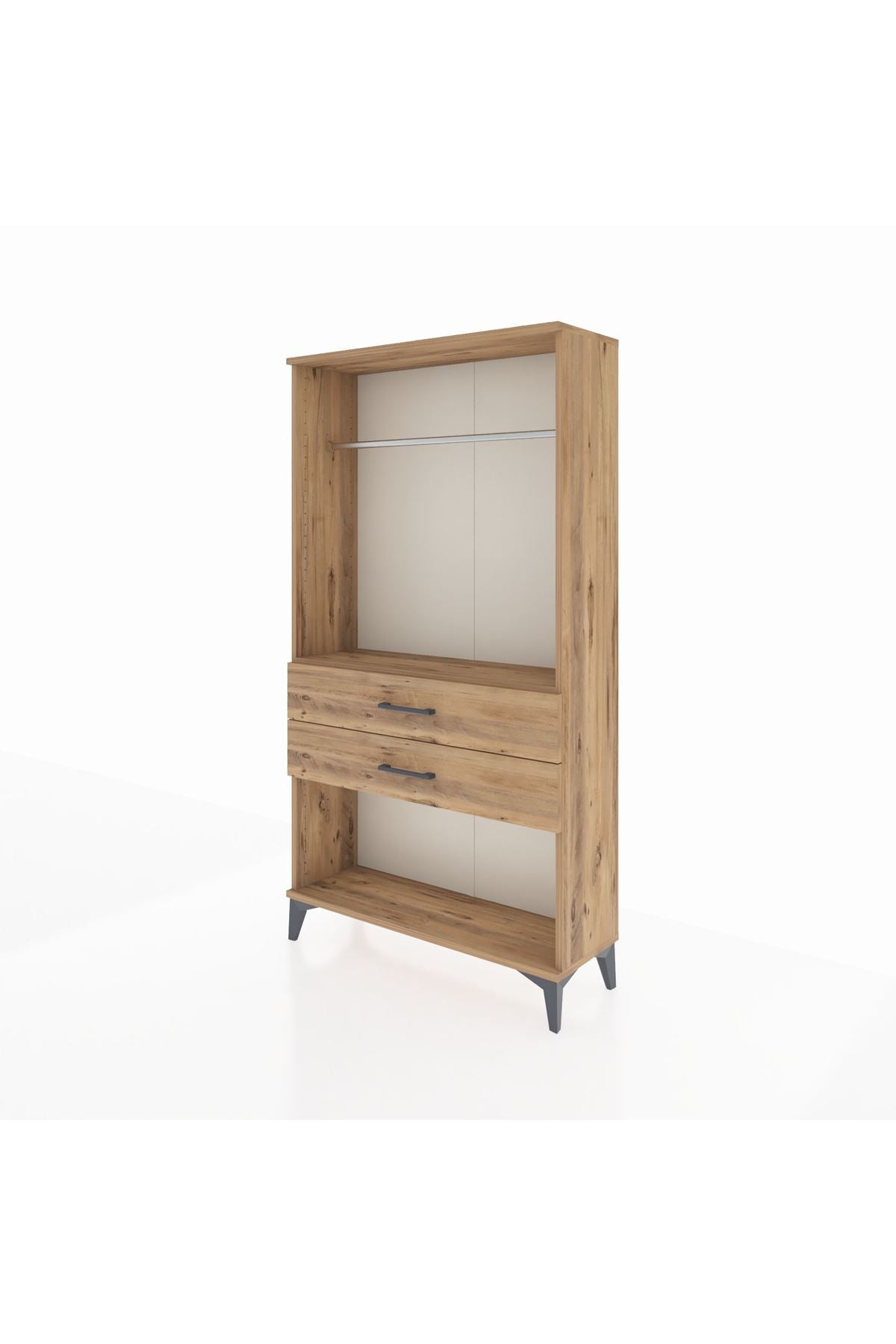 Arges Dolap Tek Raflı 2 Çekmeceli Tek Askılı 88x30x163 - S21M153V9A