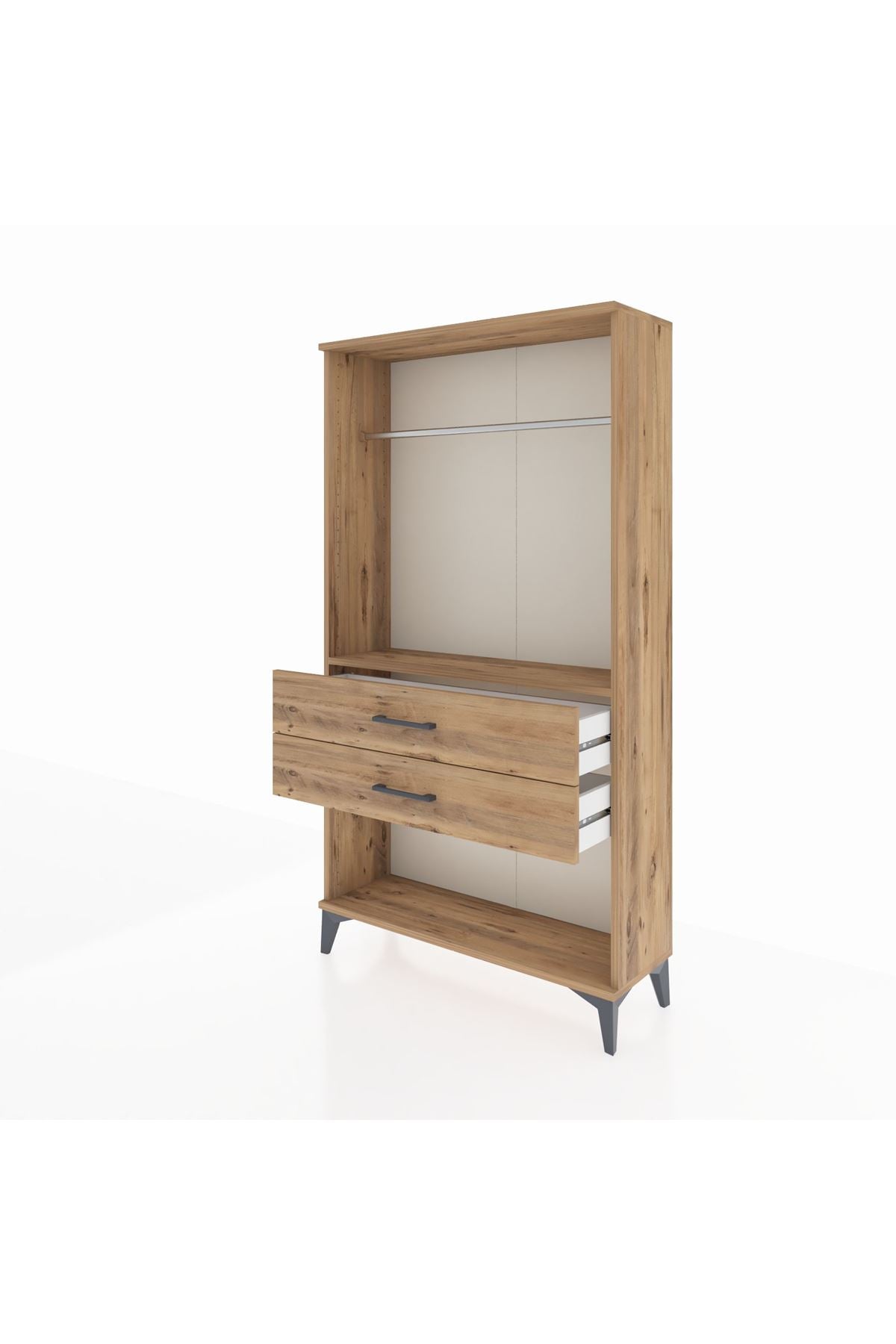 Arges Dolap Tek Raflı 2 Çekmeceli Tek Askılı 88x30x163 - S21M153V9A