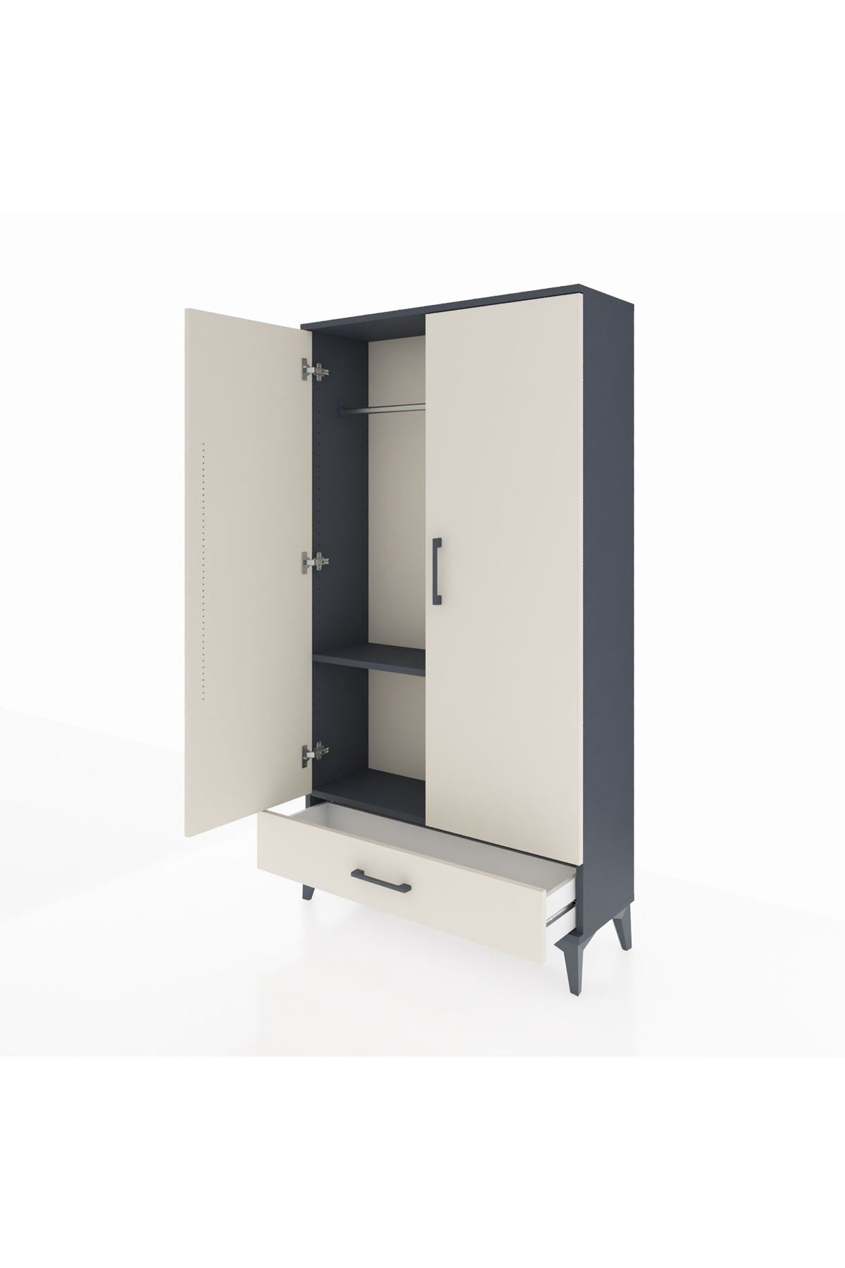 Arges Dolap 2 Raflı Tek Çekmeceli Tek Askılı 88x30x163 - S21M154V4A