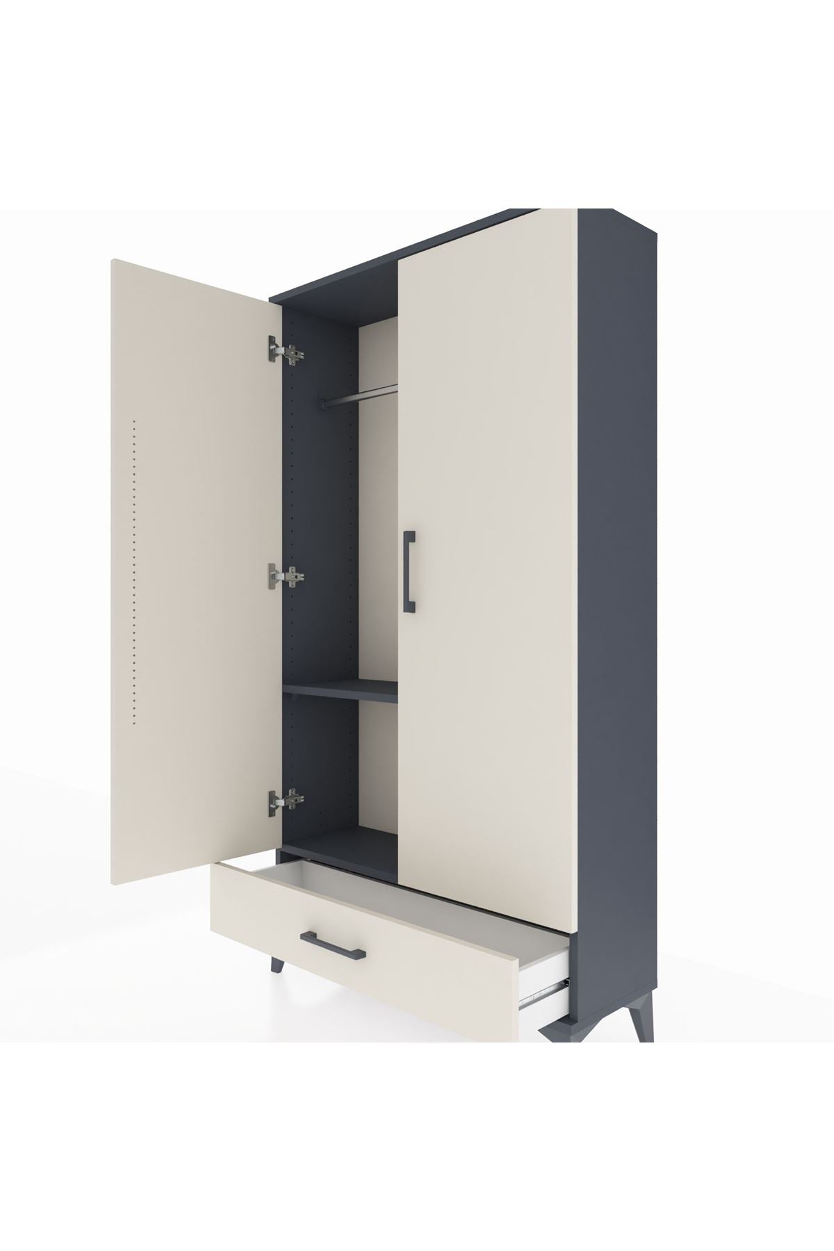 Arges Dolap 2 Raflı Tek Çekmeceli Tek Askılı 88x30x163 - S21M154V4A