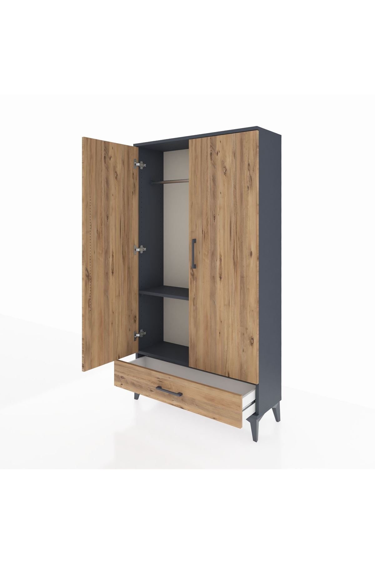 Arges Dolap 2 Raflı Tek Çekmeceli Tek Askılı 88x30x163 - S21M154V6A