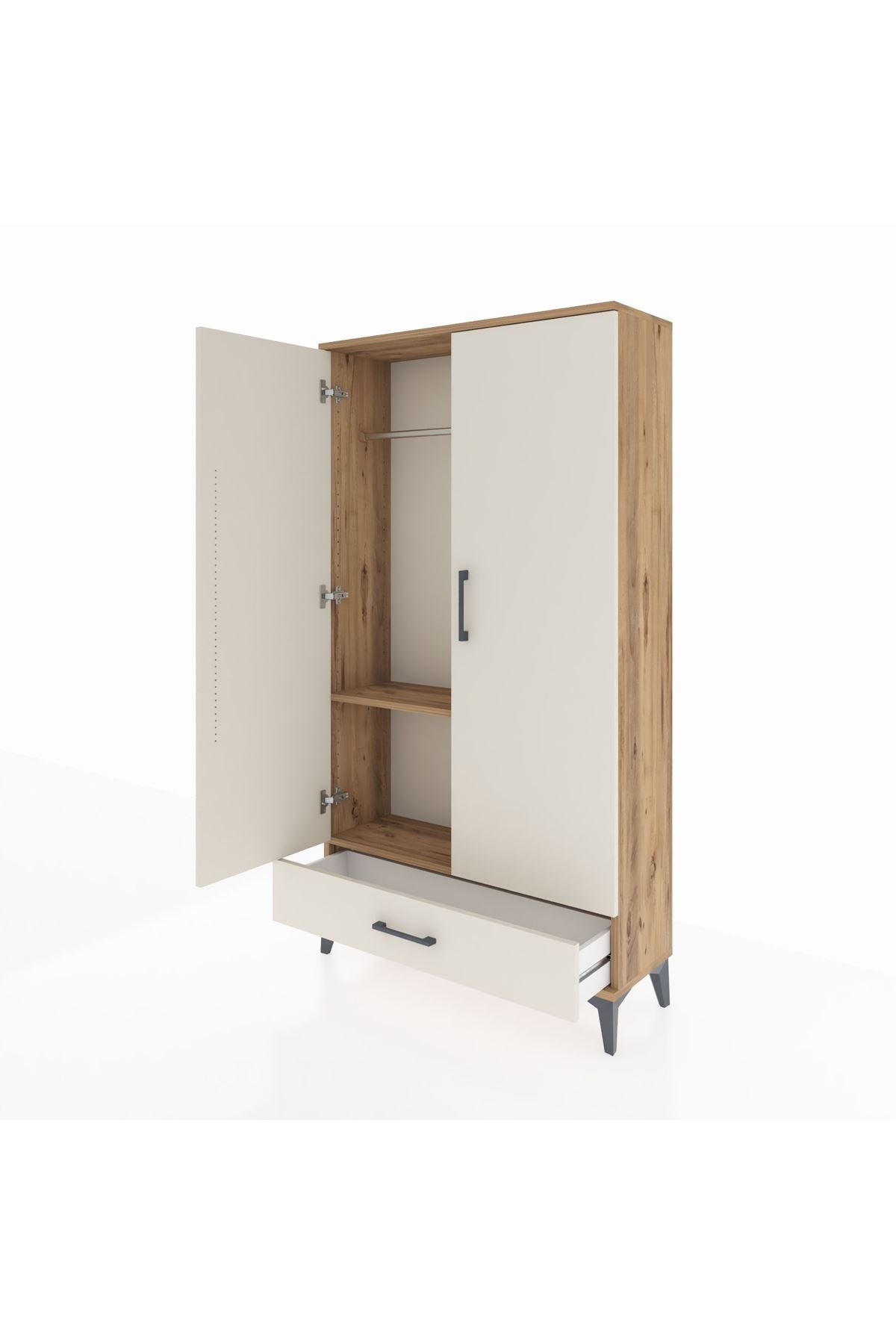 Arges Dolap 2 Raflı Tek Çekmeceli Tek Askılı 88x30x163 - S21M154V7A