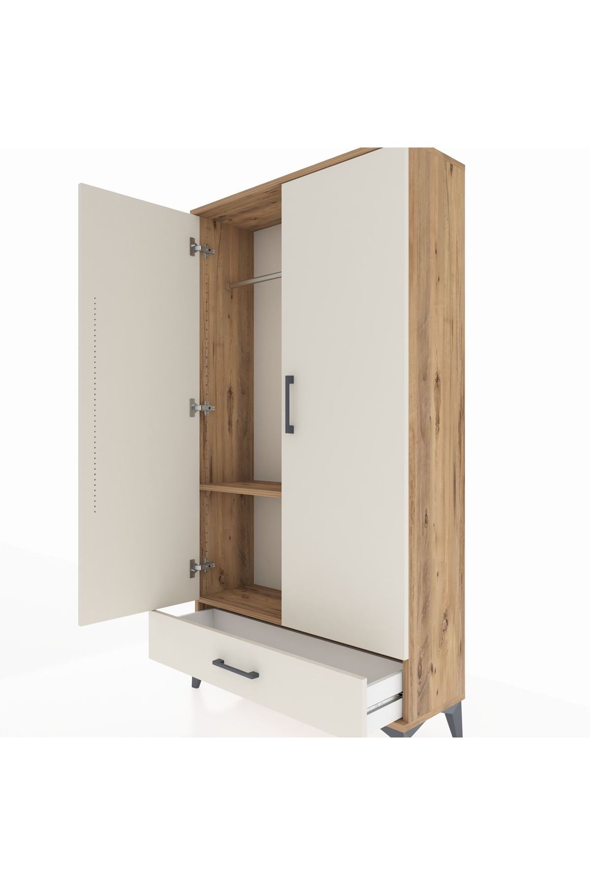 Arges Dolap 2 Raflı Tek Çekmeceli Tek Askılı 88x30x163 - S21M154V7A