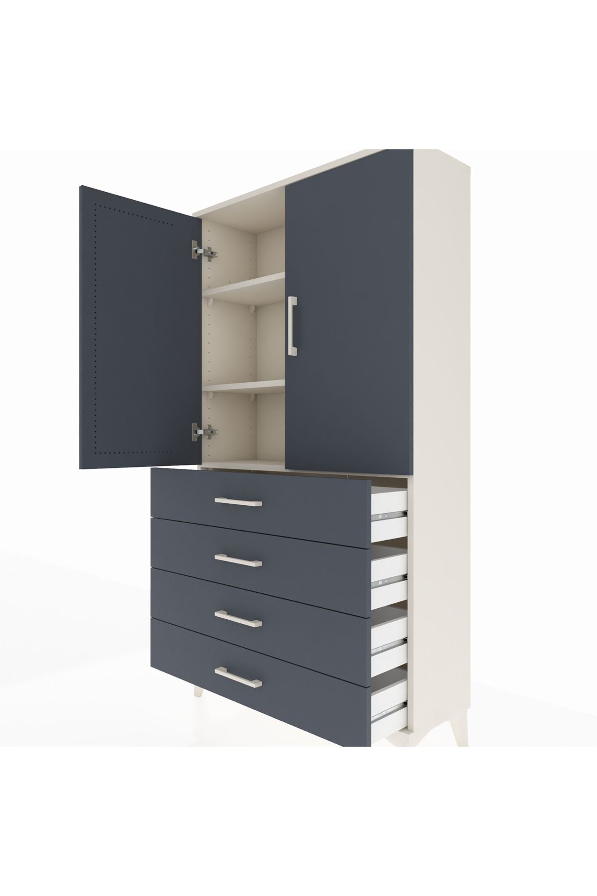 Arges Dolap 3 Raflı 4 Çekmeceli 2 Kapaklı 88x30x163 - S21M156V2A