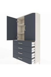 Arges Dolap 3 Raflı 4 Çekmeceli 2 Kapaklı 88x30x163 - S21M156V2A