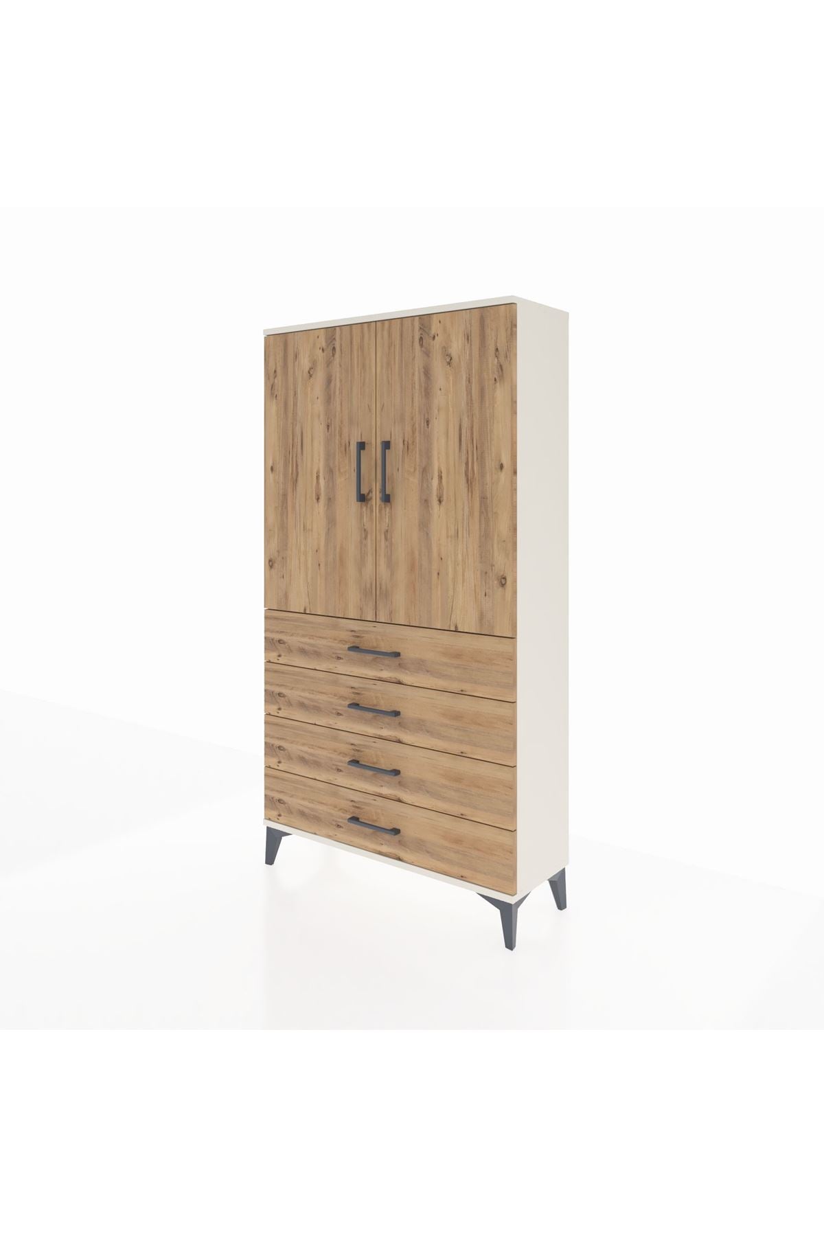 Arges Dolap 3 Raflı 4 Çekmeceli 2 Kapaklı 88x30x163 - S21M156V3A