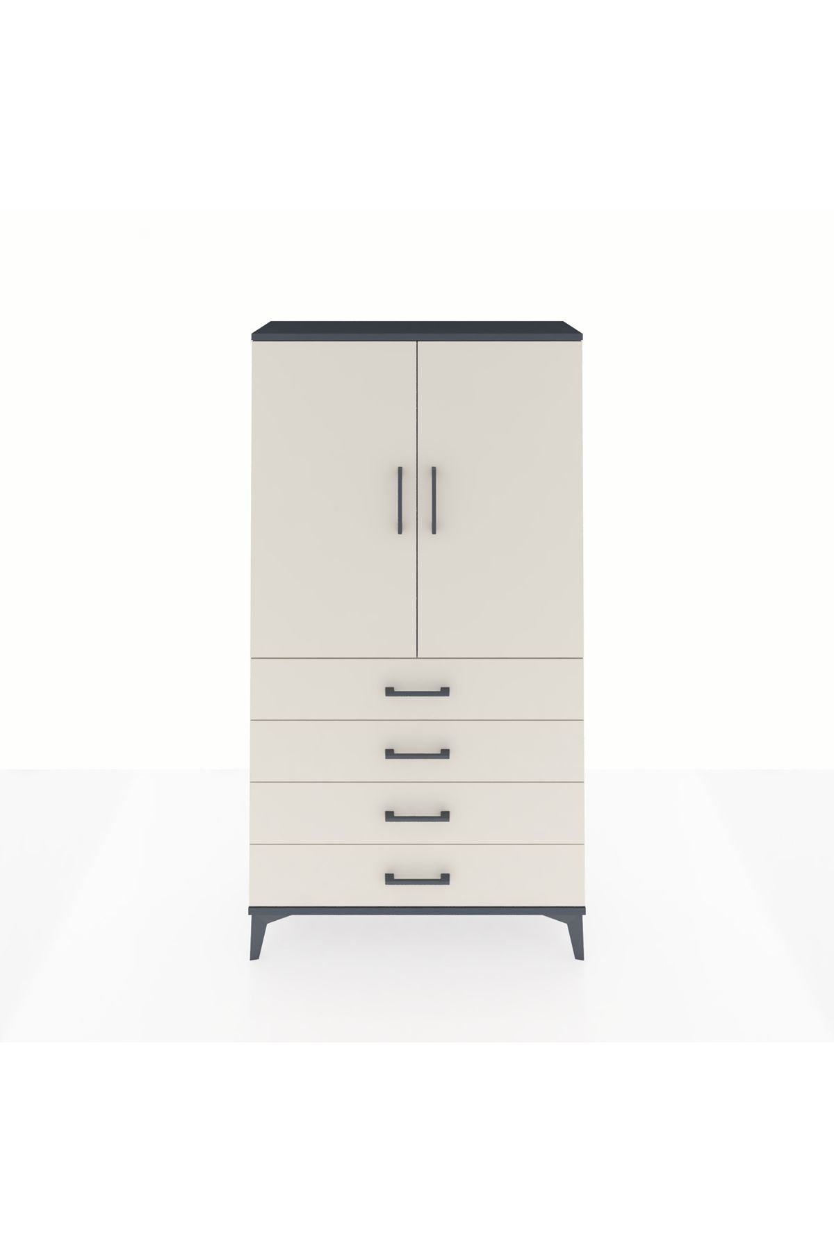 Arges Dolap 3 Raflı 4 Çekmeceli 2 Kapaklı 88x30x163 - S21M156V4A