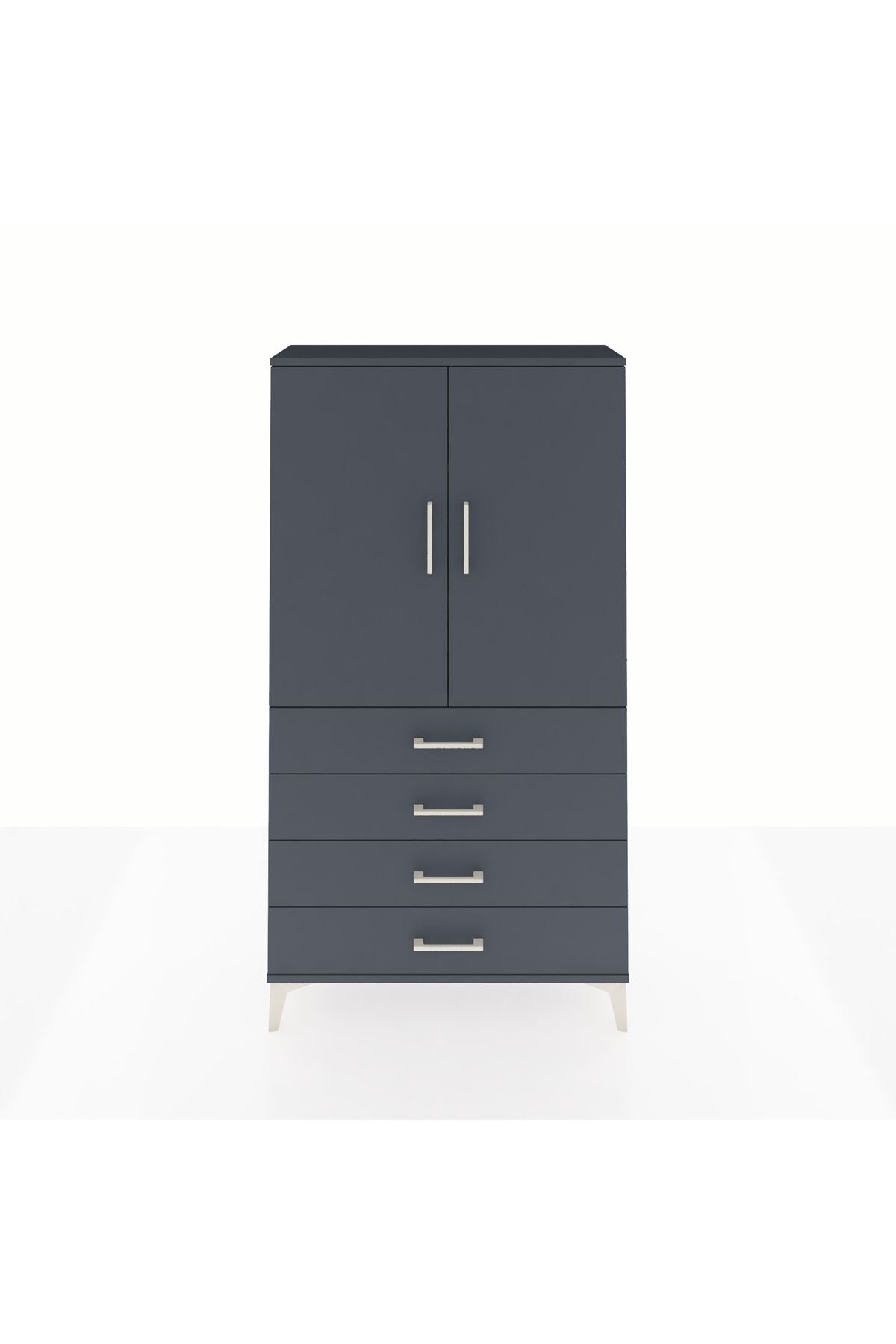 Arges Dolap 3 Raflı 4 Çekmeceli 2 Kapaklı 88x30x163 - S21M156V5A