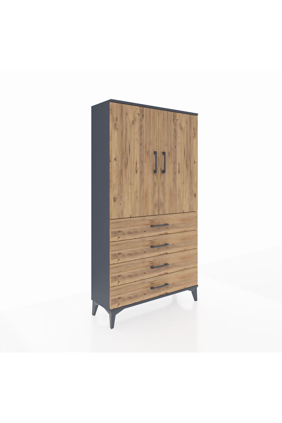 Arges Dolap 3 Raflı 4 Çekmeceli 2 Kapaklı 88x30x163 - S21M156V6A