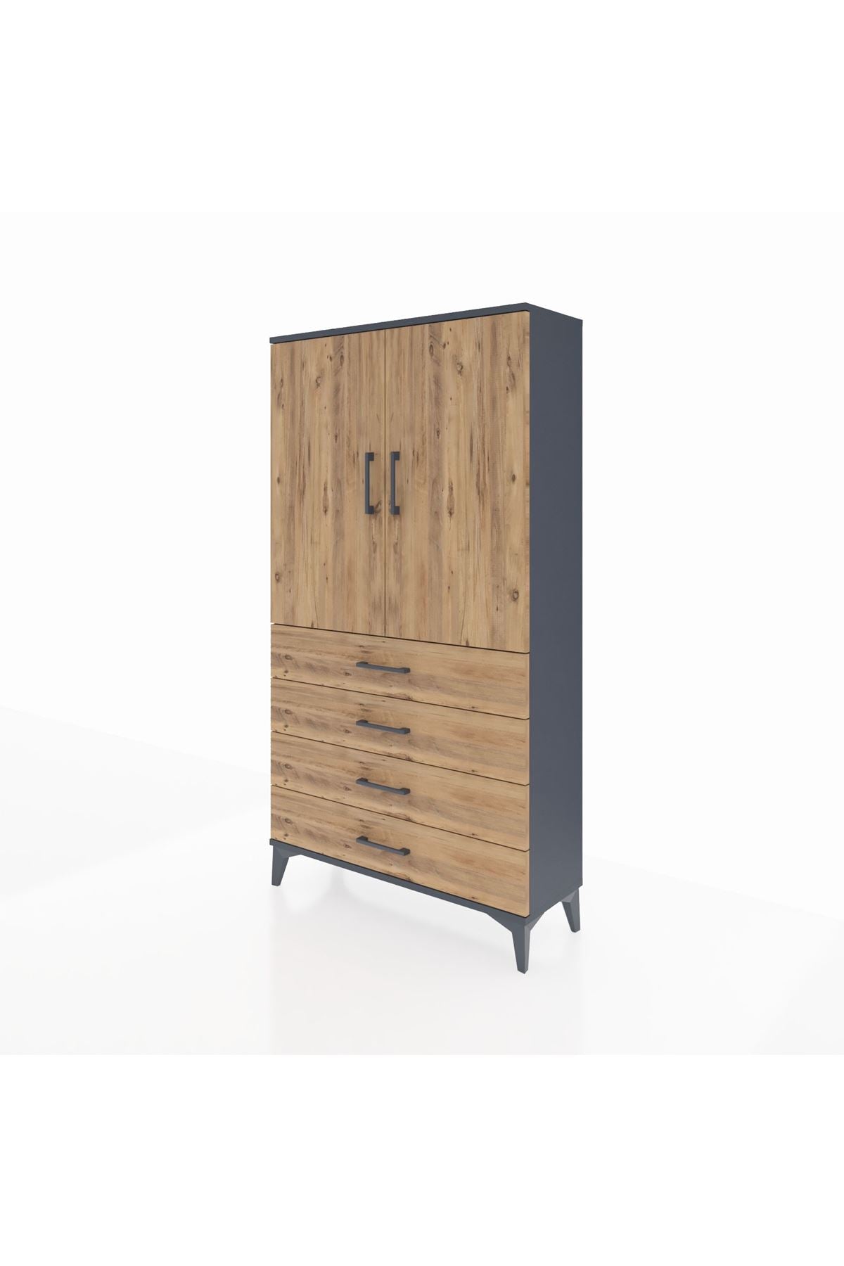 Arges Dolap 3 Raflı 4 Çekmeceli 2 Kapaklı 88x30x163 - S21M156V6A