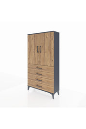 Arges Dolap 3 Raflı 4 Çekmeceli 2 Kapaklı 88x30x163 - S21M156V6A
