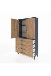 Arges Dolap 3 Raflı 4 Çekmeceli 2 Kapaklı 88x30x163 - S21M156V6A