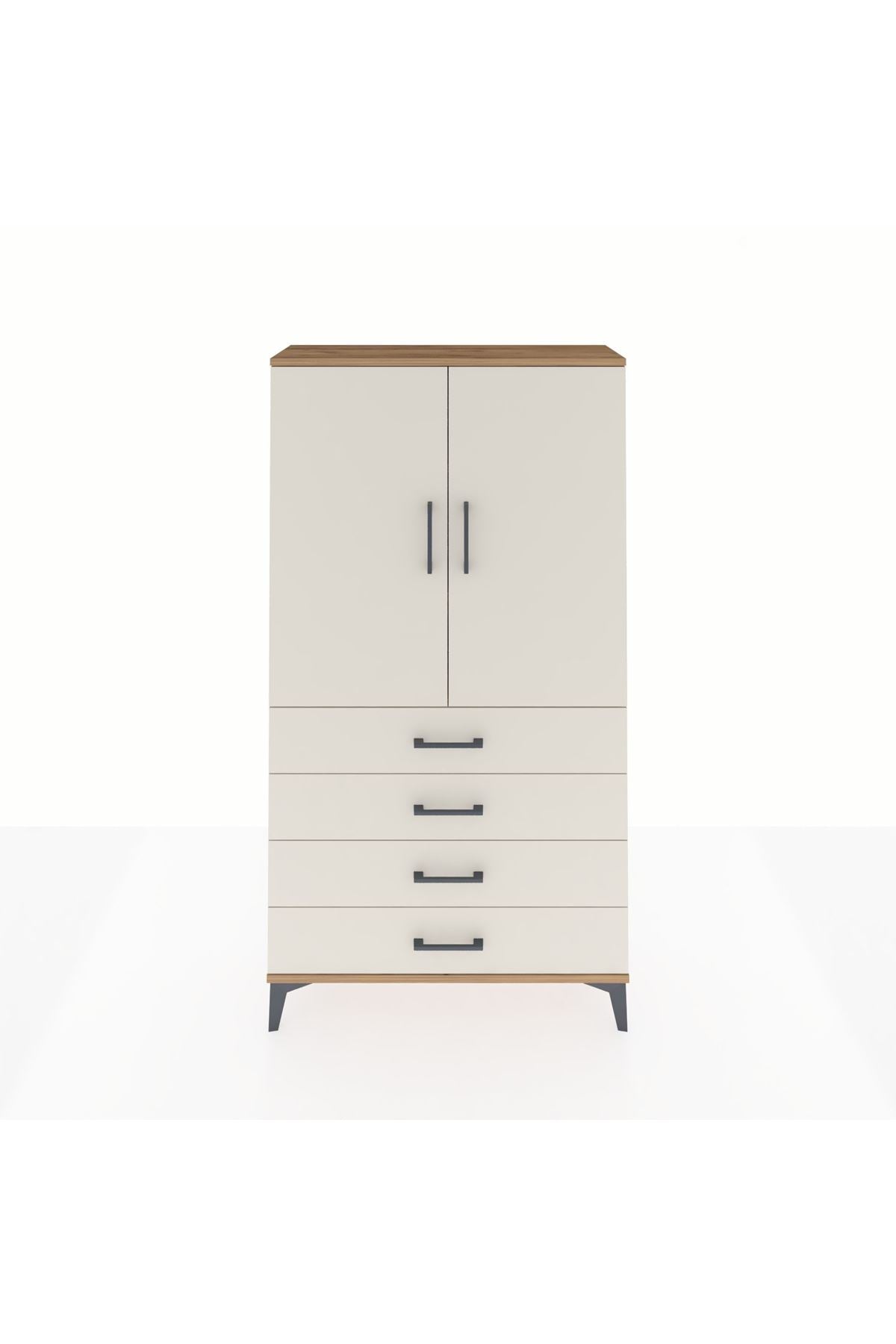 Arges Dolap 3 Raflı 4 Çekmeceli 2 Kapaklı 88x30x163 - S21M156V7A