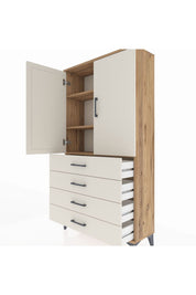 Arges Dolap 3 Raflı 4 Çekmeceli 2 Kapaklı 88x30x163 - S21M156V7A